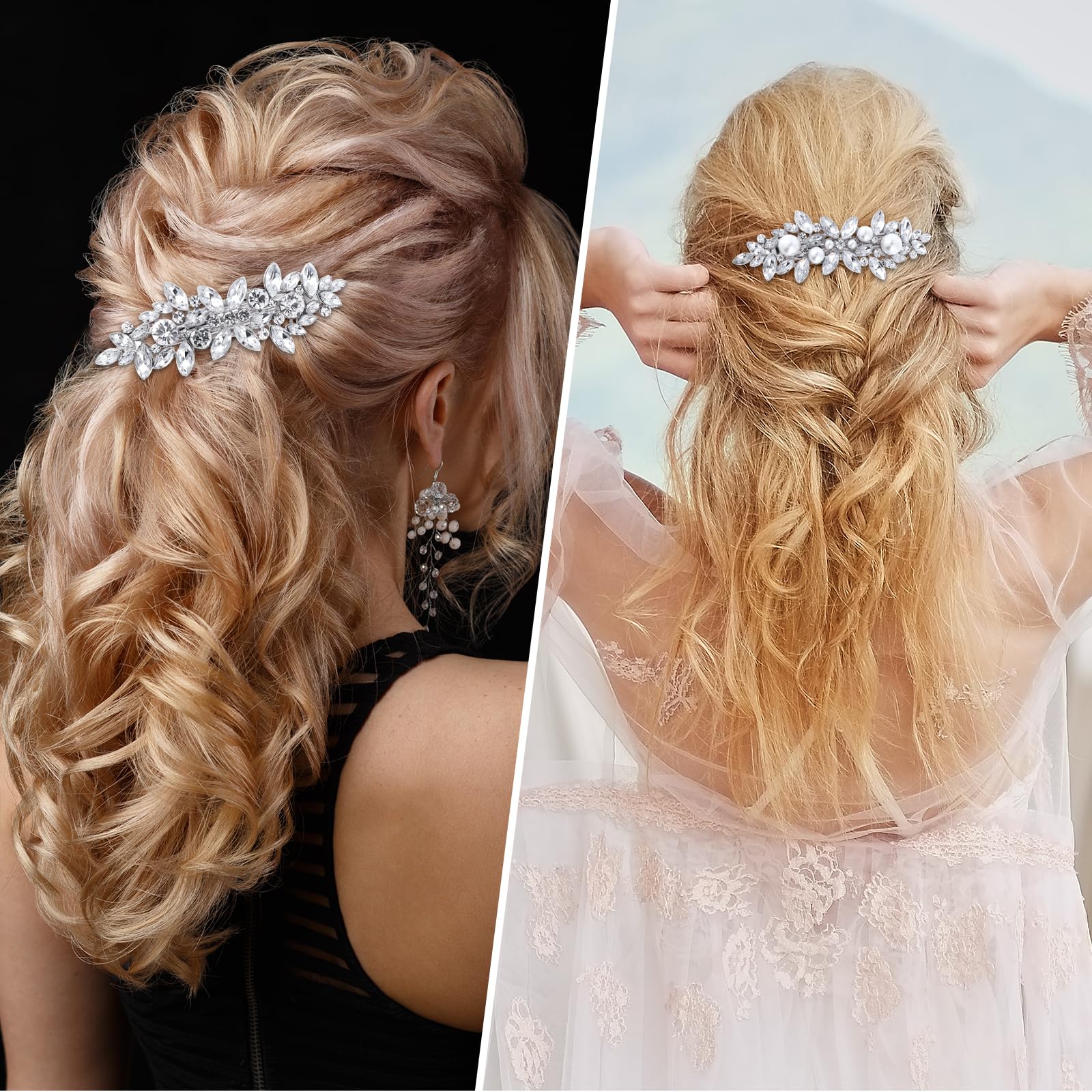 2 Piezas De Pinza Para El Pelo Con Chispas, De Imitación, Pin , Accesorios Para El Cabello Para Fiesta De Graduación Macarena Mujeres Nupciales De La Boda Pinza De Pelo | Bodega
