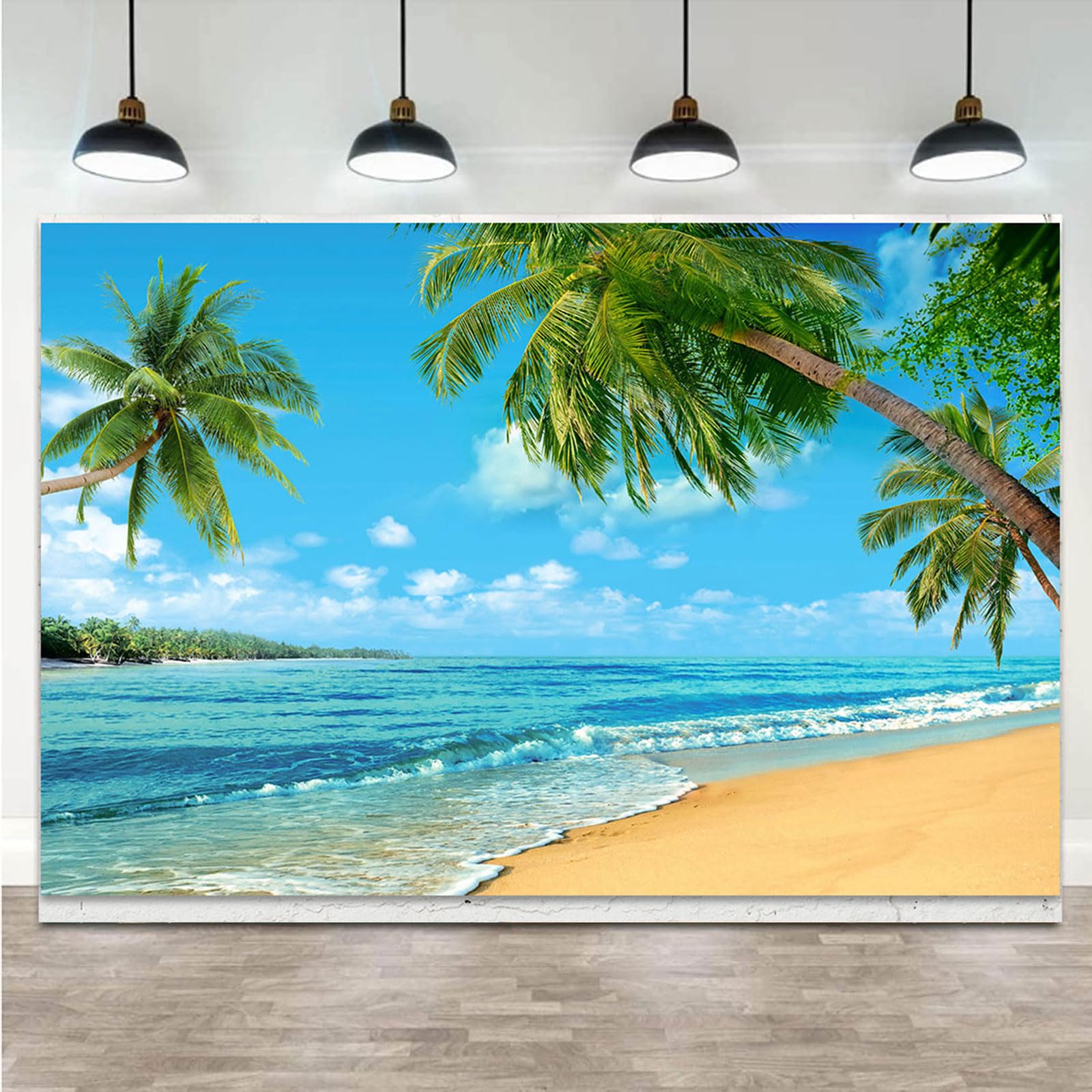 Amazon | ビーチ 夏 トロピカル 背景、海のヤシの木 写真撮影用背景