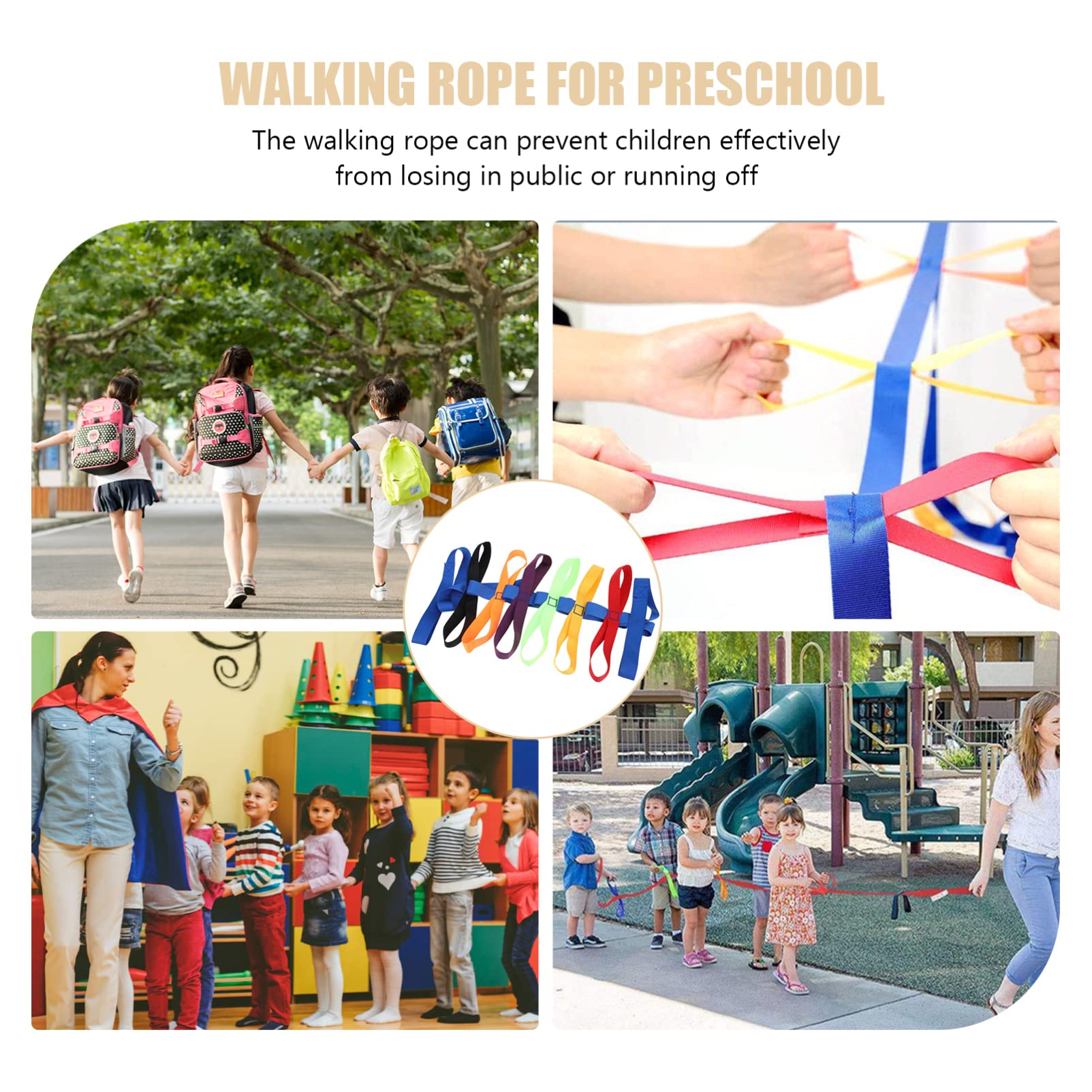 Gadpiparty Corda da Passeggio per la Sicurezza Bambini Corda da Passeggio con 16 Maniglie Corda da Passeggio Regolabile di Sicurezza Esterna per l'asilo Nido in età prescolare Asilo Nido per Bambini