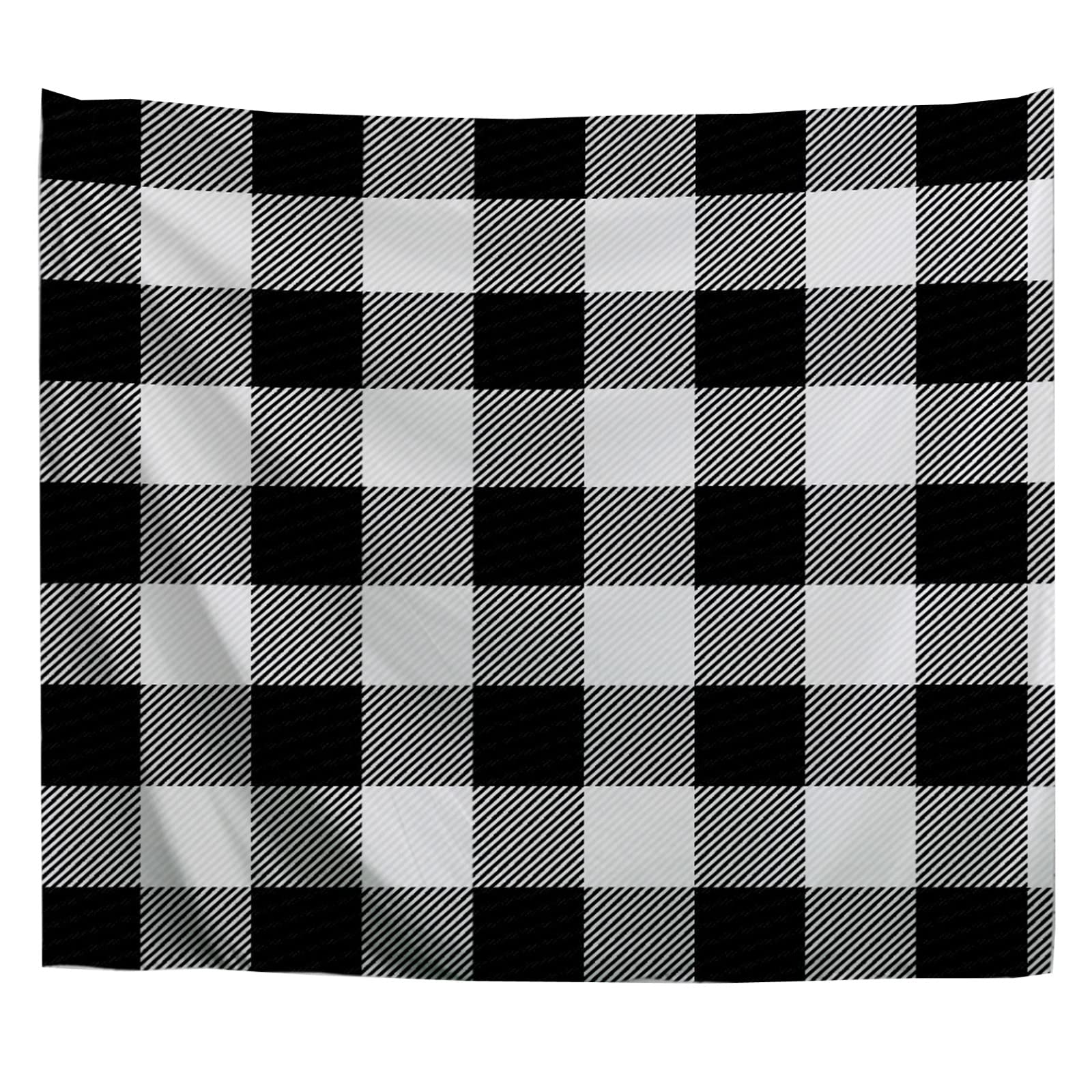 A.Monamour Wall Hanging Tapestry Black Gingham Pattern With Black White Plaid Checks Picture Print Wall Fabric Mural Art Decoration for Bedroom Dorm Living Room 180x200cm โ image 1