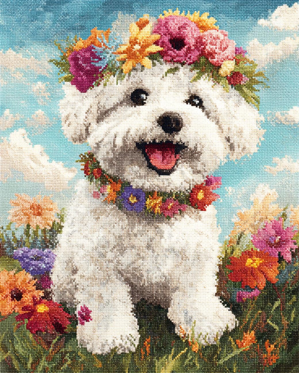AxiangziK DIY Cross Stitch Kits Cartoon Dog 11CT 40x50cm
