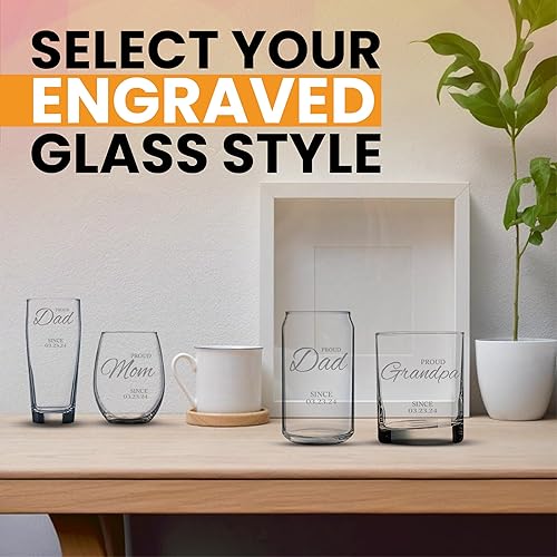 Miniatura 6 de Shape28 Vaso personalizado  Regalo para papá nuevo, regalo personalizable con grabado, pub, whisky o copa de vino, regalo para nuevos padres y