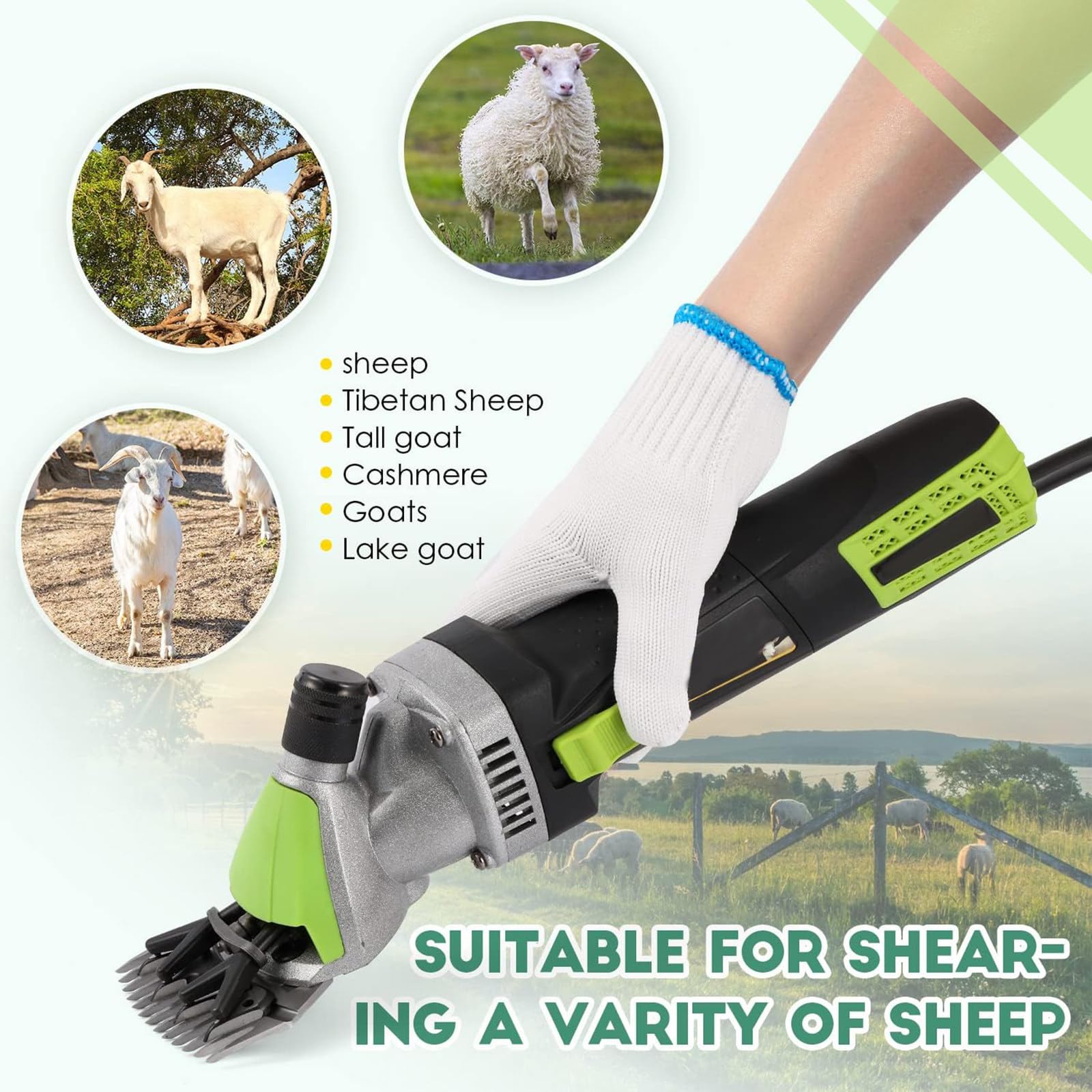 Cesoie Elettriche Professionali per Pecore, Tosatrice per Bestiame Agricolo, Tosatrice per Cavalli, Kit Elettrico per Toelettatura Animali,per Bovini Equini Capre Pony,220V