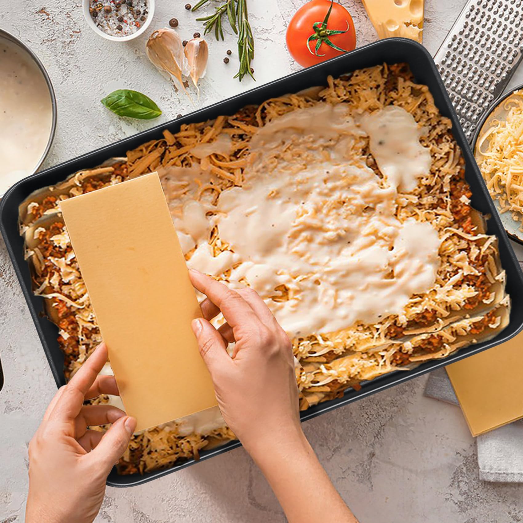Onader Nieprzywierająca blacha do pieczenia, naczynie żaroodporne ze stali nierdzewnej, głęboka forma do ciasta, forma do pieczenia do brownie, lasagne, zapiekanek, 31,8 x 24,8 x 5 cm, zdrowa i