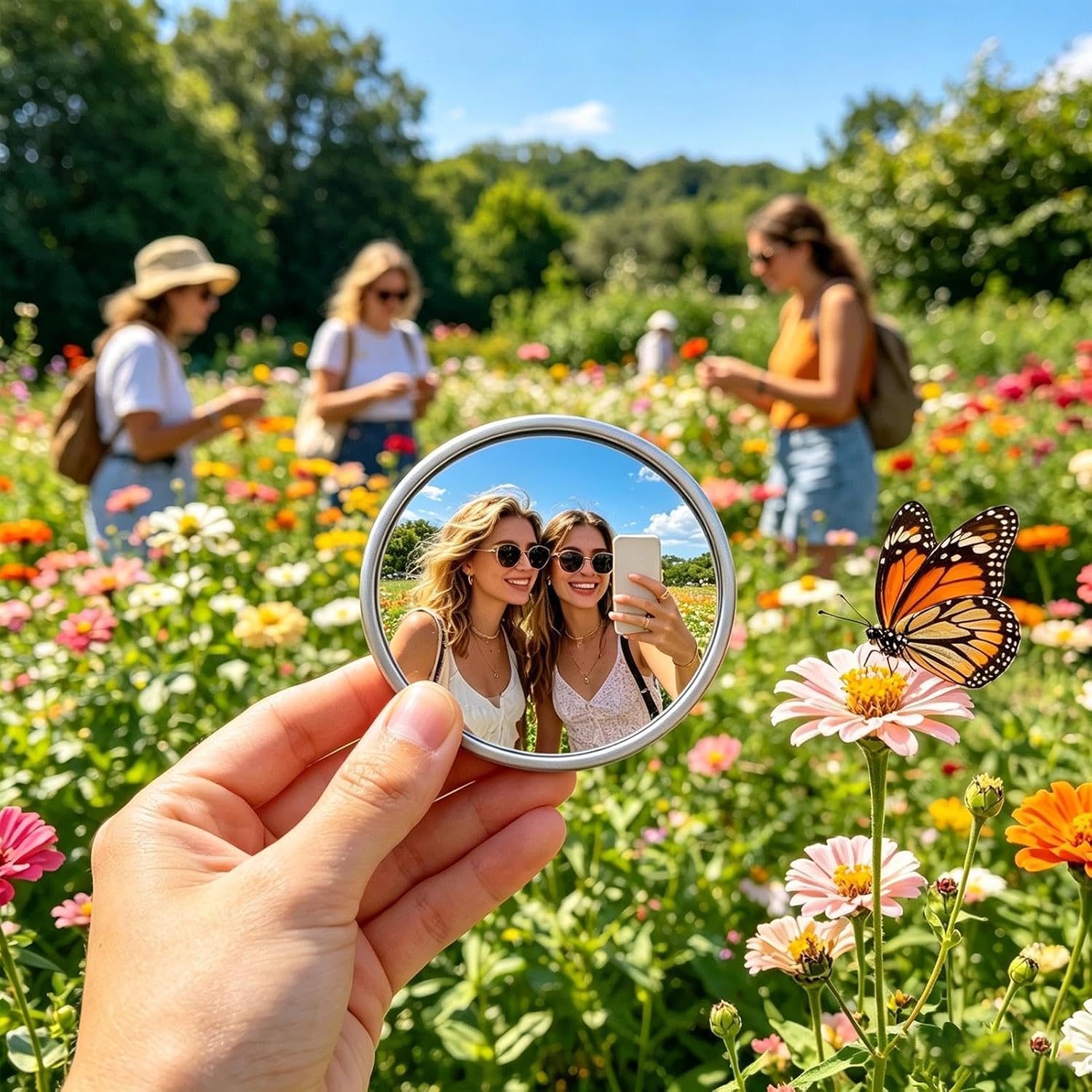 Compact Travel Mirror - 1.5X, Wide Angle Selfie Makeup Mirror Salon Frame image 3