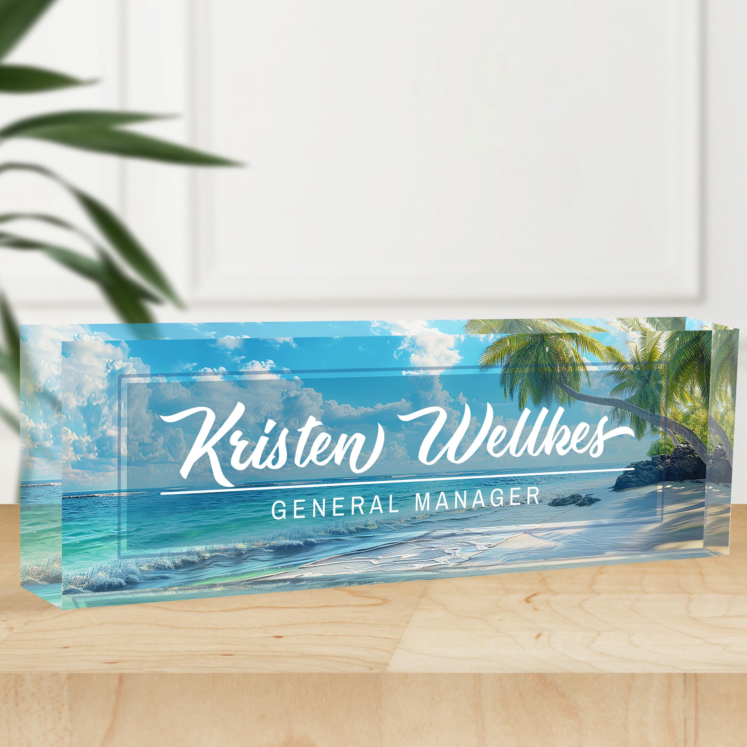 Personalized Office Name Plate, Custom Name Plate for Desks, Office Desk Decorations Gift for Women Men, Acrylic Desk Name Plate for Teacher Coworkers
