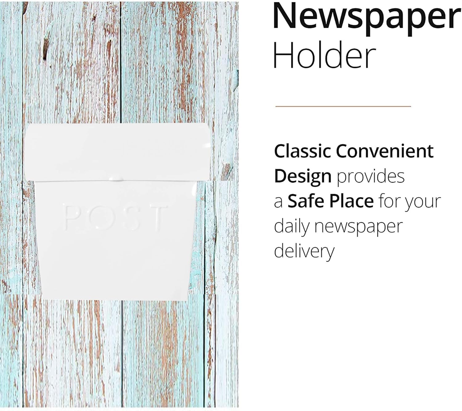 NACH Euro Wall Mount Mailbox with Detachable Newspaper Holder, Metal Mailboxes for Outside Wall Mount, 12x11.2x4.5 Inch, White Mailbox, MB-44768