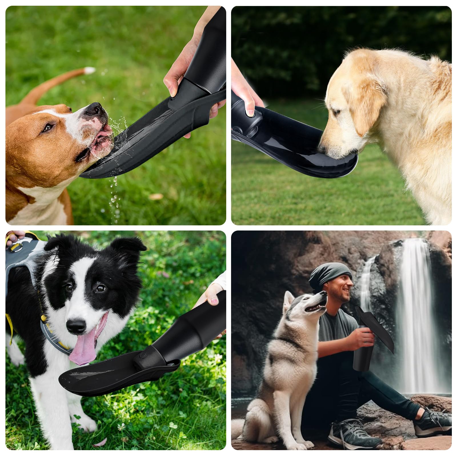 Hundetrinkflasche, Tragbare 750ml Edelstahl Wasserflasche für Hunde, 180° Faltbares Design, Ideal für Outdoor-Training und Hydratation