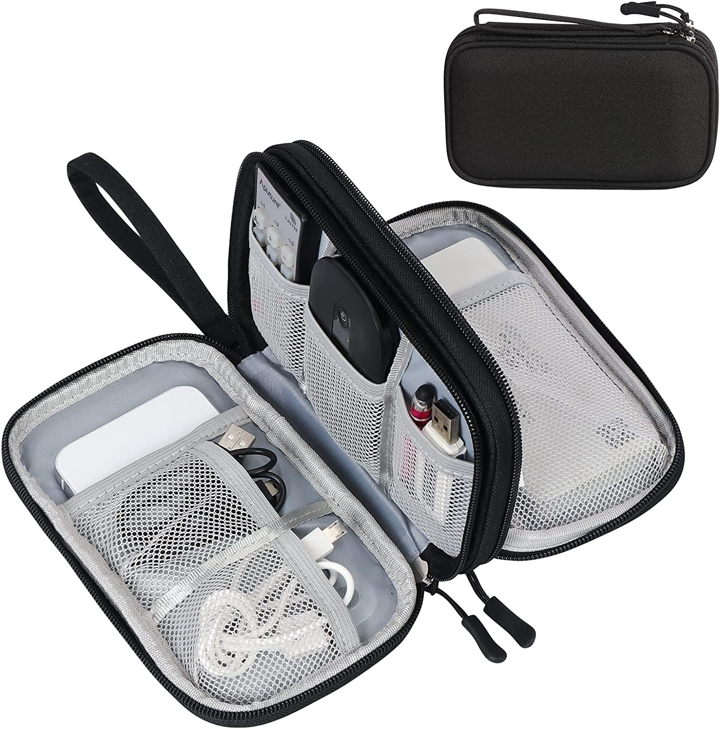 Waterproof Electronics Cable Organizer Bag for Travel | Portable Storage Case for Cables, Chargers, Earphones, Hard Drives, Power Banks, and Cords (Black)
