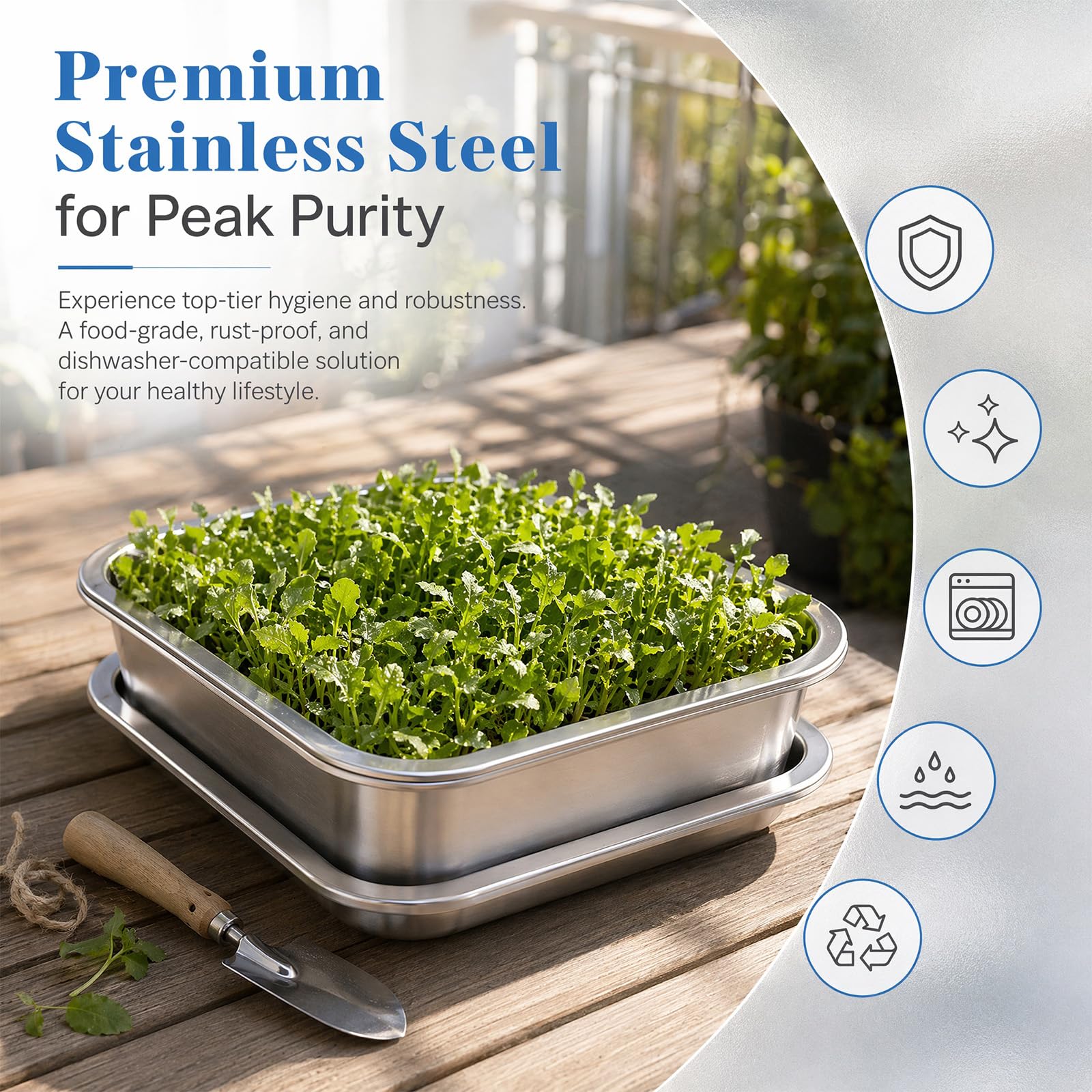 iFCOW Kit de germinación, 2 unidades de rejilla de acero inoxidable para cultivadores de plantas de microgreens para el cultivo de frijoles Mung, alfalfa, hierba de trigo, plantas de interior