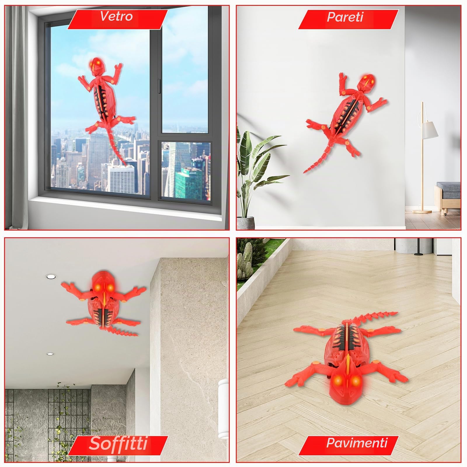 Euakee Ricaricabile Camaleonte Telecomandato, Geco Telecomandato con occhi a LED, Geco Interattivo, Lucertola Robot Giocattoli, Giocattolo per Bambini e Bambine, 4+ Anni (B)