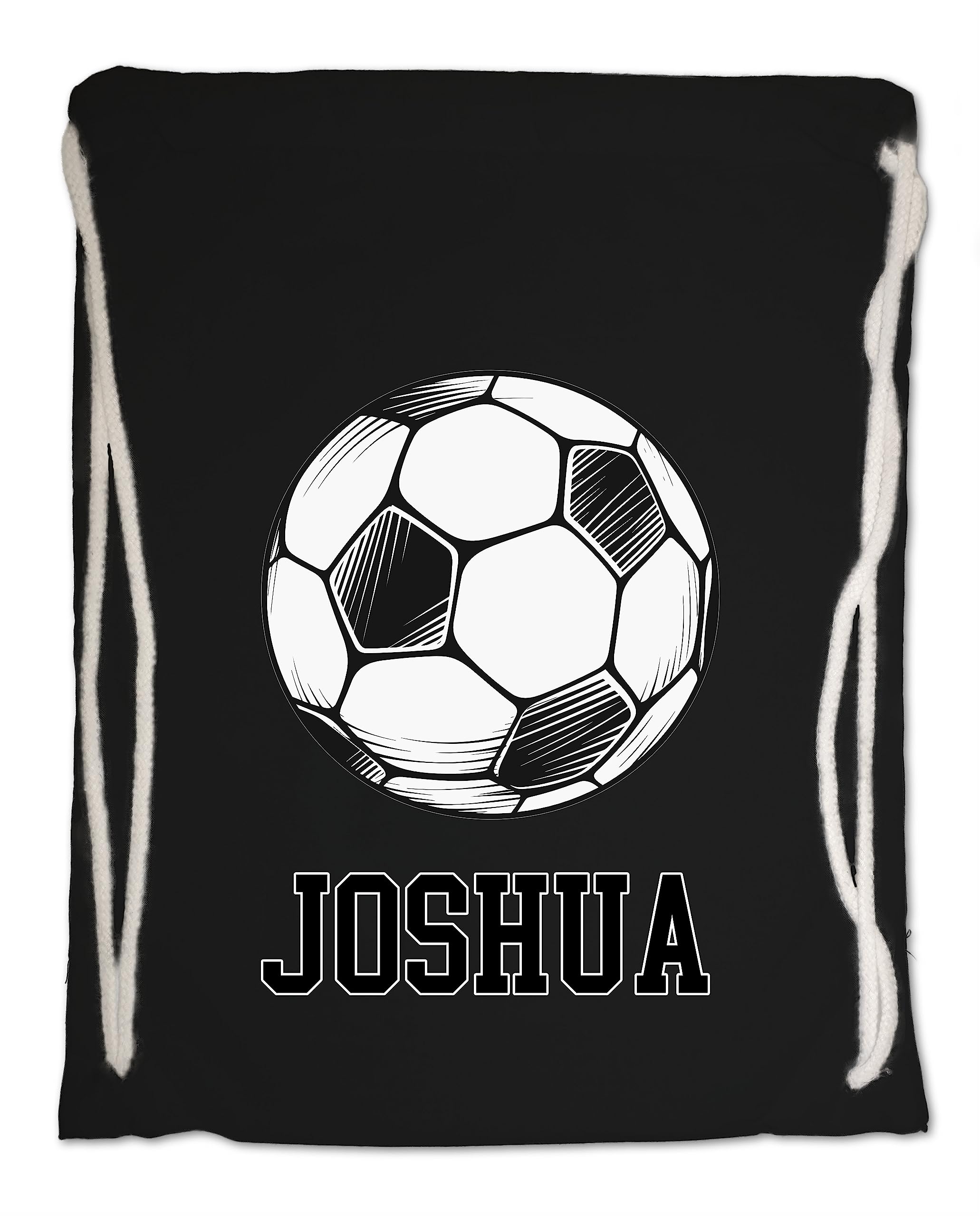 Kids Gym Bag. Personalised Any Name Football, Swimming, PE, School, Travel, Drawstring Bag (Black)