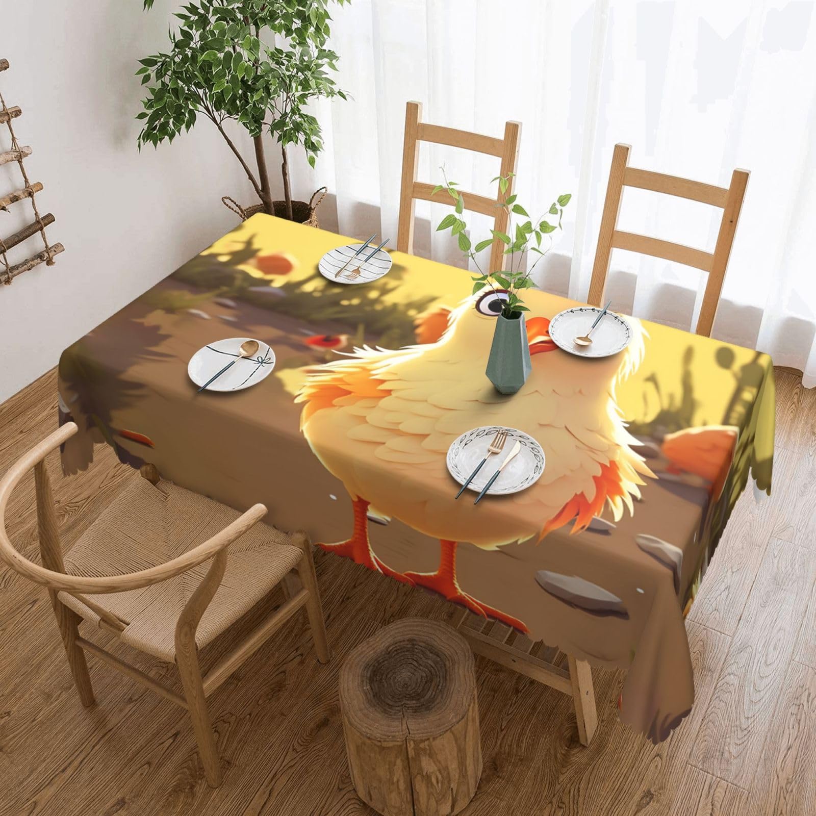 Fodpand Black Chicken Chick Tablecloths For Rectangle Tables 72 X 54 Inches - Reusable And Washable Table Clothes Decorative Table Cover For Dining Tables, Buffet Parties, Wrinkle Resistant