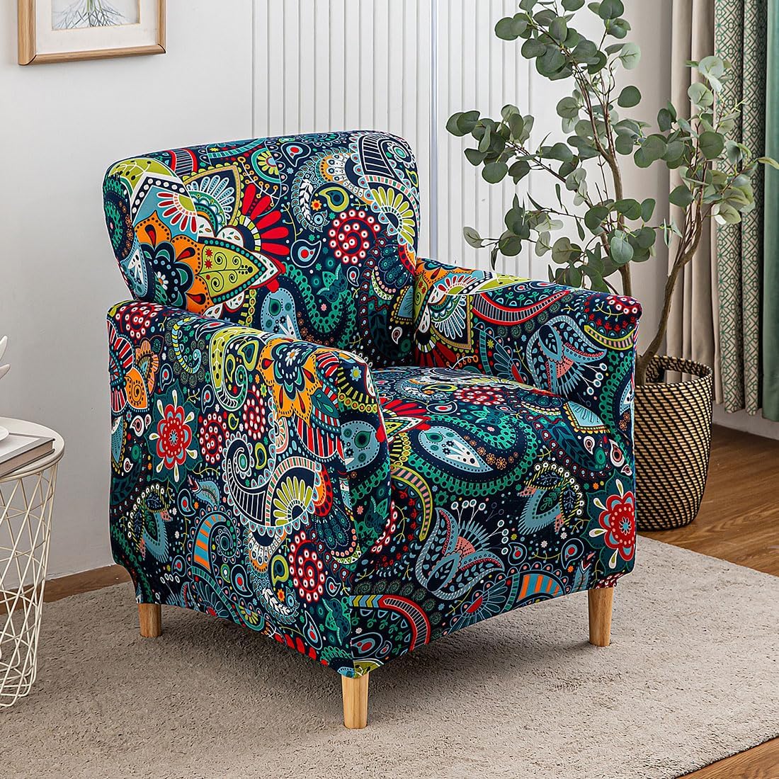 Accent Chair Covers with Arms Stretch Mid Century Modern Accent Chair Slipcovers 1-Piece Printed Banquet Arm Chair Cover Couch Sofa Covers Protector for Living Room Office Hotel #17