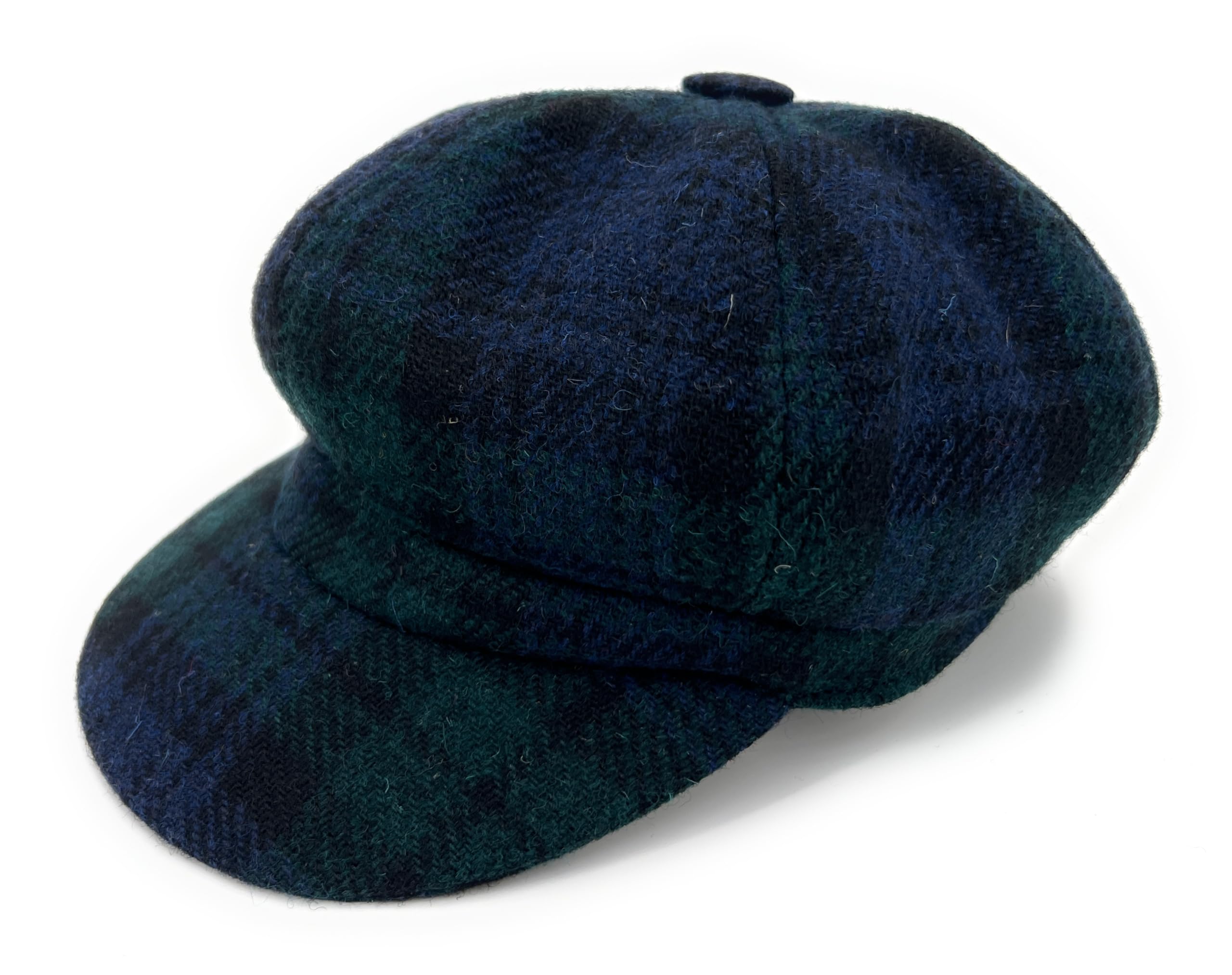 Tartan Tweeds Women's Black Watch Harris Tweed Baker Boy Cap Hat One Size Made In The Uk (Black Watch)