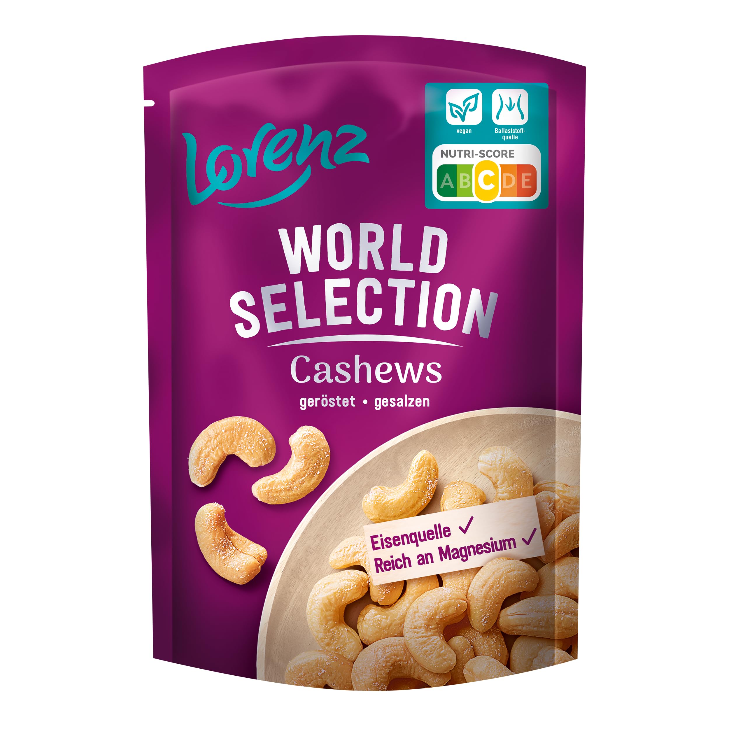 LORENZ | Cashews geröstet & gesalzen | 12 x 100 g | vegan