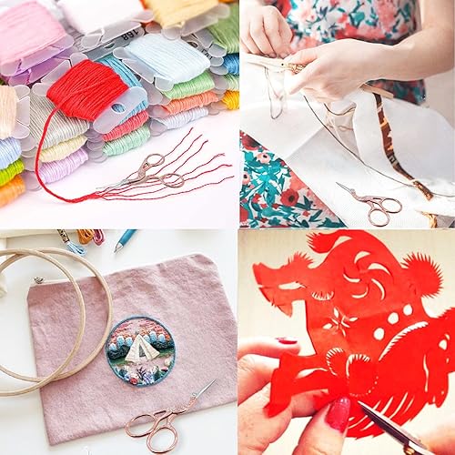 Miniatura 5 de BIHRTC Tijeras de bordado de 3.6 pulgadas, pequeñas tijeras de bordado de precisión, tijeras de acero inoxidable, tijeras de manualidades, tijeras