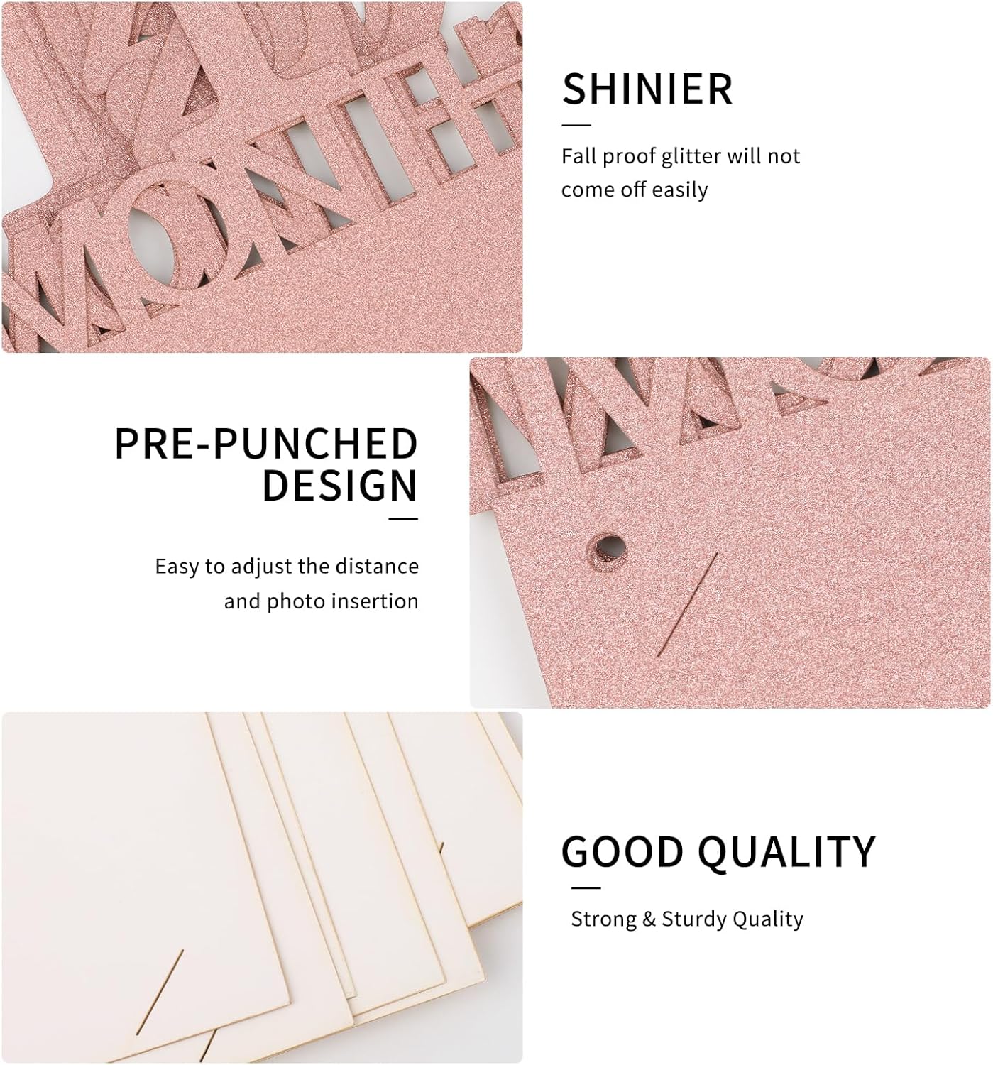 Kids First Birthday Party Banner,1st Birthday Baby Photo Banner from Newborn to 12 Month,4×6 Inch Photo Cards,Boy or Girl Monthly Milestones Garland for Baby Shower Decorations(Pink) - Image 3