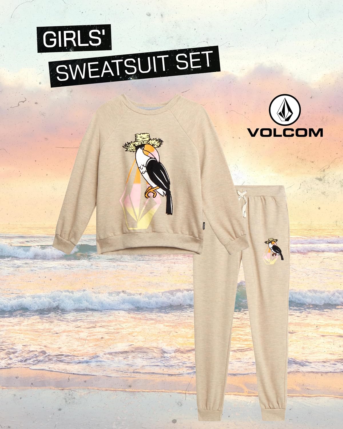 Volcom Girls 2-Piece French Terry Sweatsuit - Crewneck & Joggers (7-12)