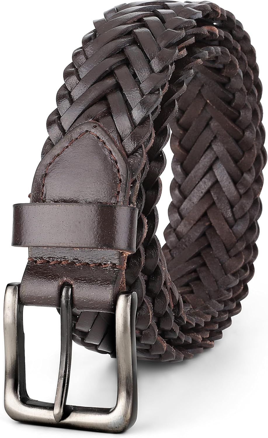 F&L CLASSIC Leather Braided Belts for Men - Mens Casual Woven Leather Belt for Dress Pants