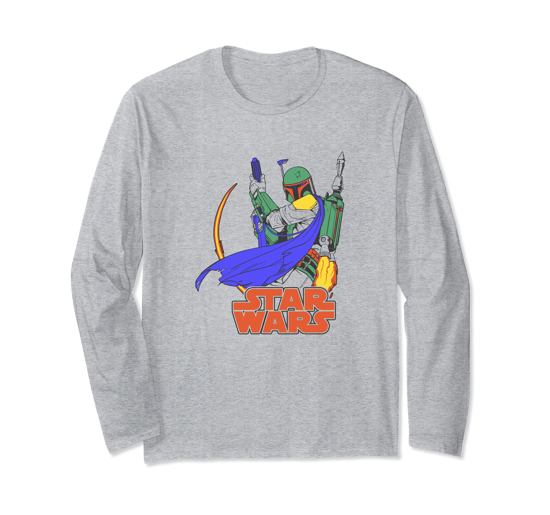 Star Wars Boba Fett Pop Color Jet Pack Star Wars Logo Long Sleeve T-Shirt