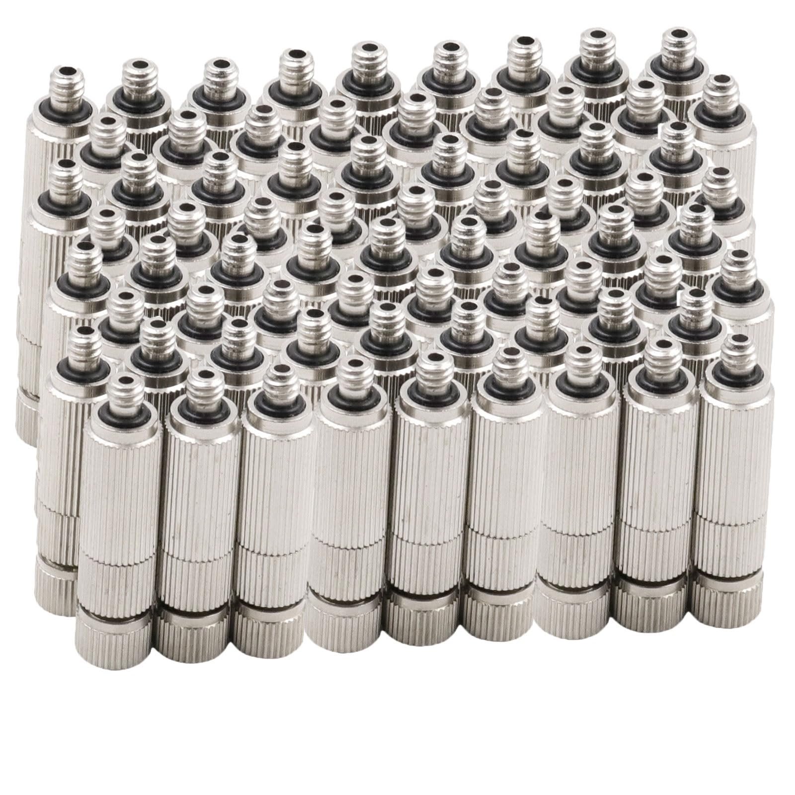 High Pressure Misting Nozzles, 50 Pcs, Adjustable Brass Nozzle 0.1-0.5mm 3/16" Thread(Orifice 0.1mm)