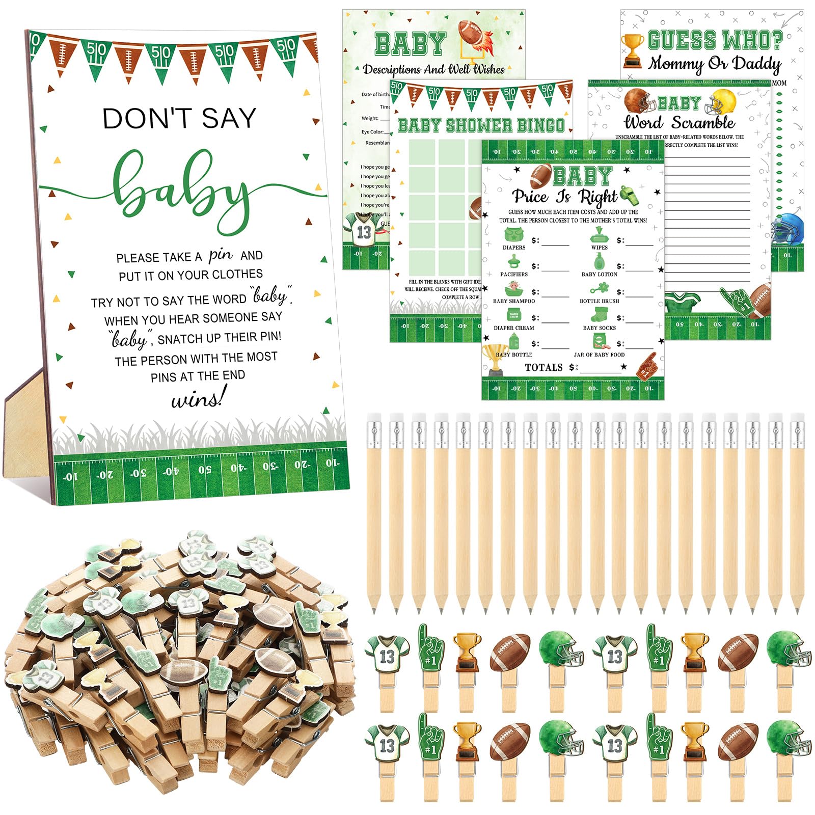 Patelai 321 Pcs Baby Shower Games Supplies, Football