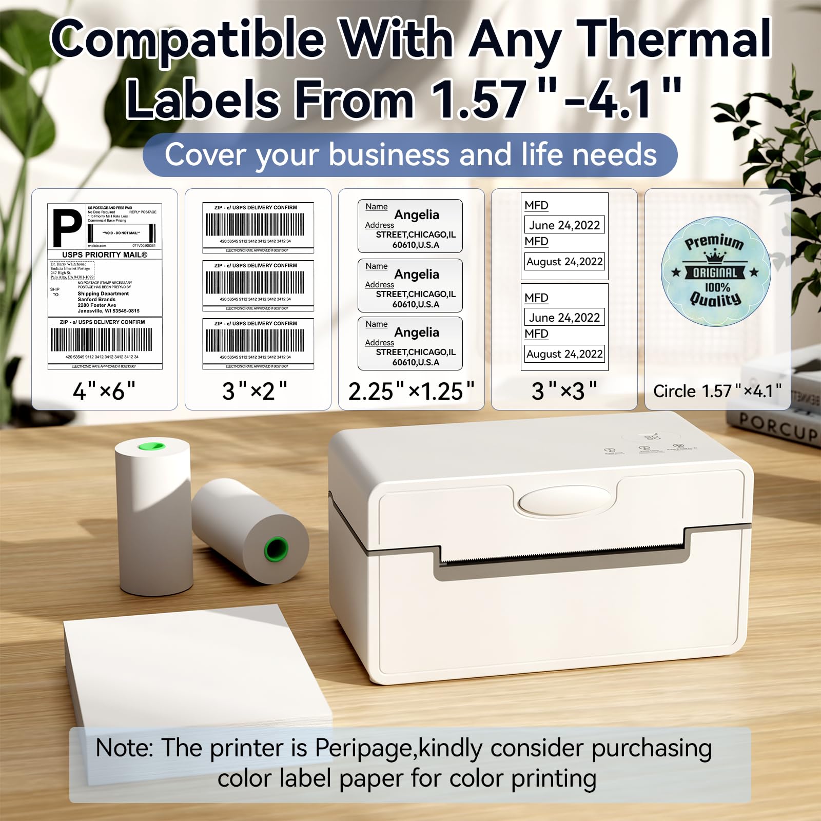 PeriPage Thermal Label Printer 4x6, DHL Shipping Label Printer, Wireless Bluetooth Labeldrucker for DHL UPS USPS, Compatible with iPhone ipad Windows