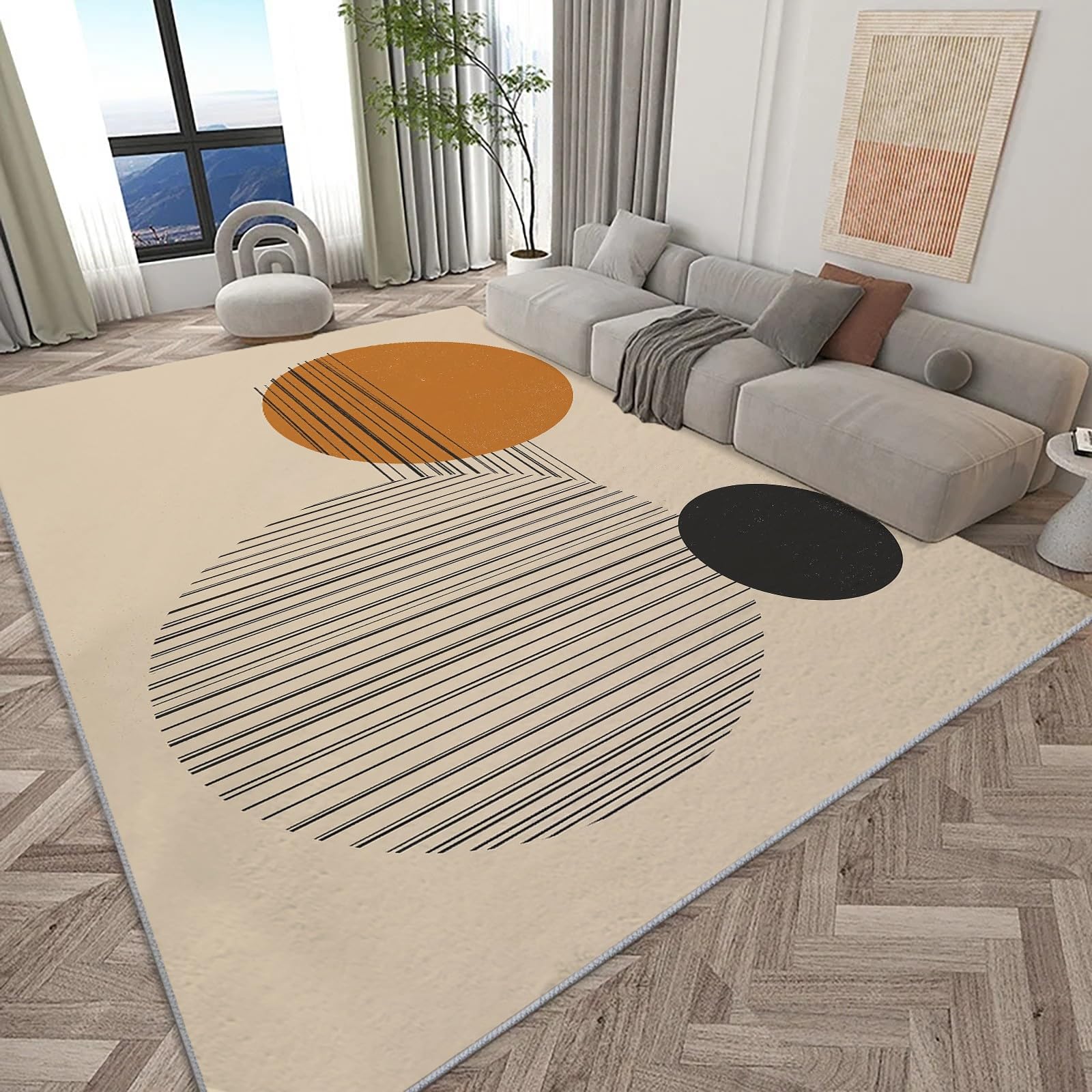 Tappeto Salotto Linee Forme Geometriche 160x230 cm Moderno Tappeto Soggiorno Pelo Corto Morbido Antiscivolo Tappeti Salotto Grandi Camera da Letto Home Decor