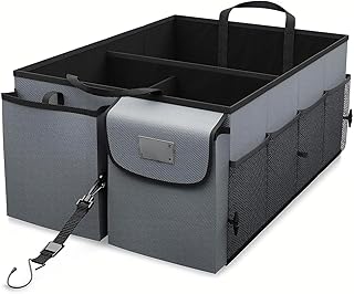 Ceciliec Car Boot Organiser, Multi-Compartment Car Trunk Organizer, Car Boot Organiser, Collapsible Car Boot Storage with Multi-Compartments