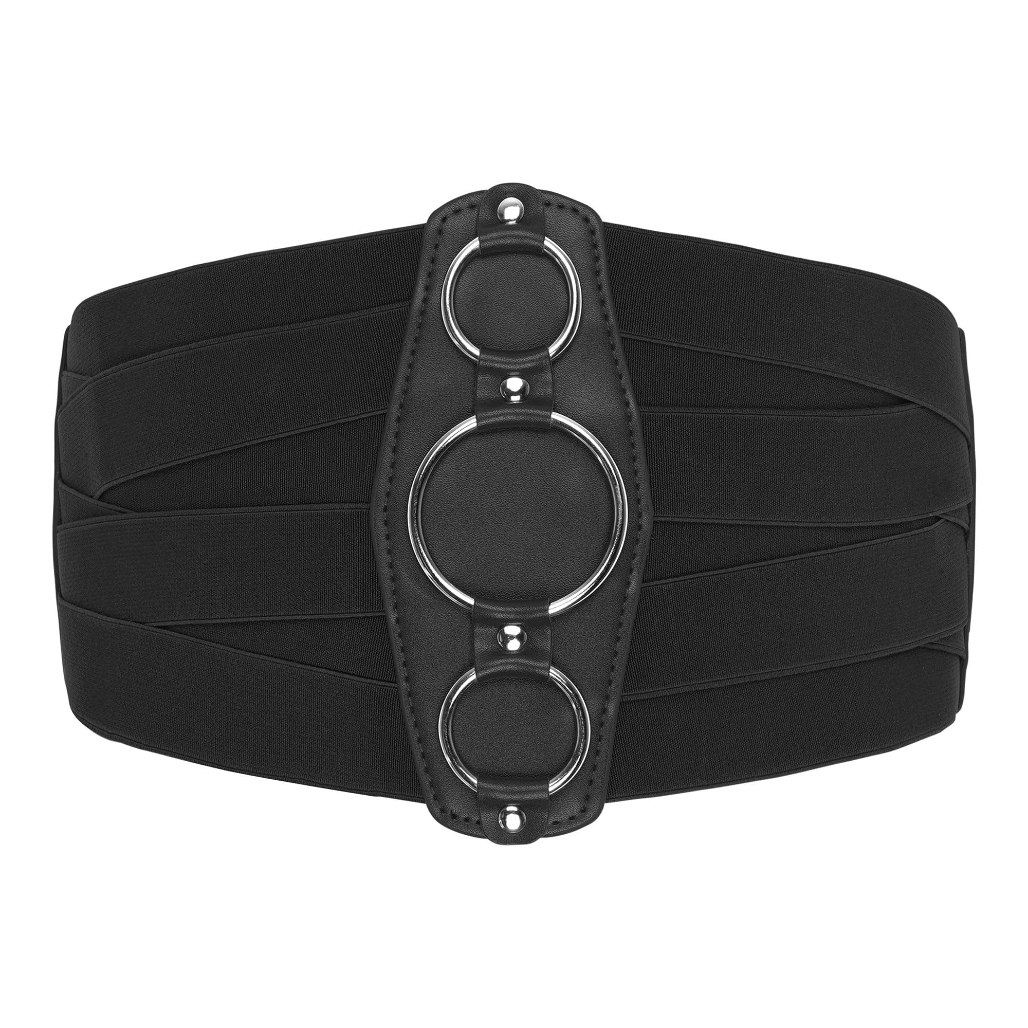 BlackButterfly 7 Inch Wide Lattice Corset Waspie Elastic Waist Belt (Black, XXL)