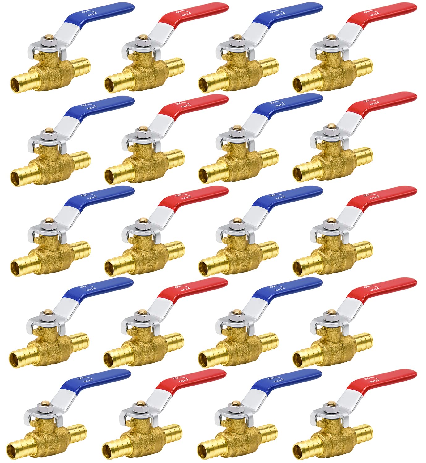 PEX Ball Valves - 10 Pack 1/2" Brass Shut Off Valves -12