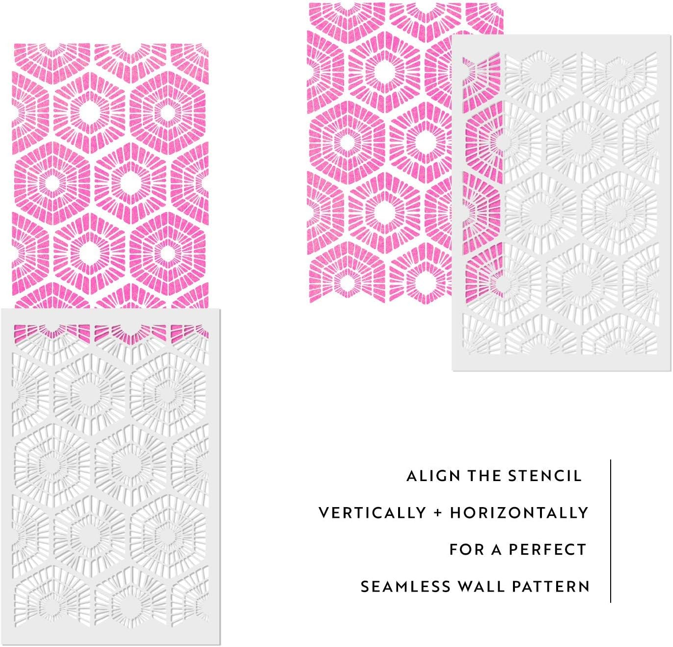 Scandinavian Geometric Pattern Wall Stencil - Modern Accent Wall & Floor Stencil for Wallpaper Look