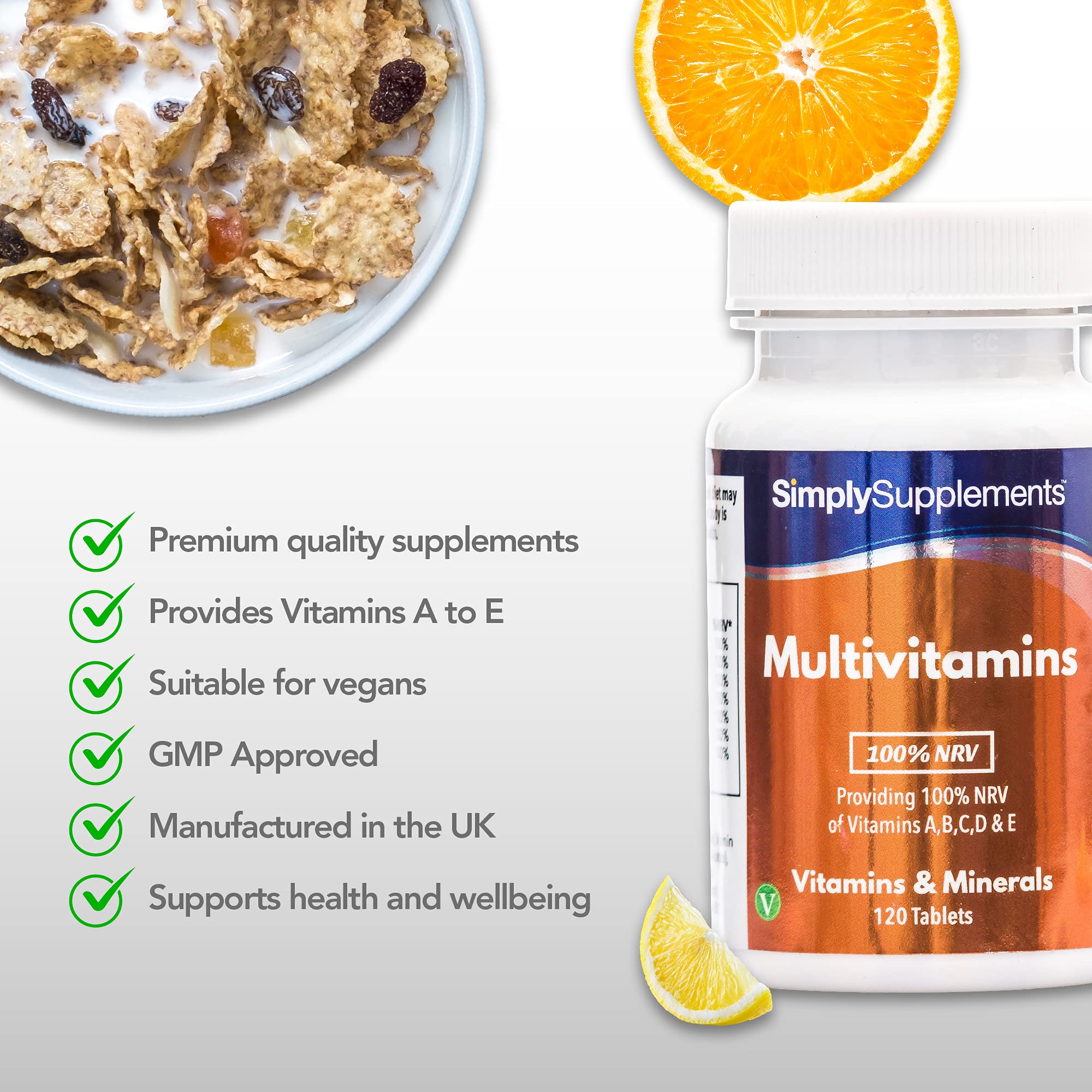 Multivitamins ABCD & E 100 RDA 120 Multivitamin Tablets Vegetarian