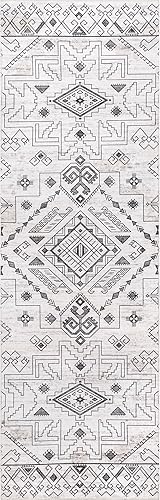 Miniatura 7 de nuLOOM Malena - Alfombra ultrafina con borde tribal y lavable a máquina, 6 x 9 pies, gris claro