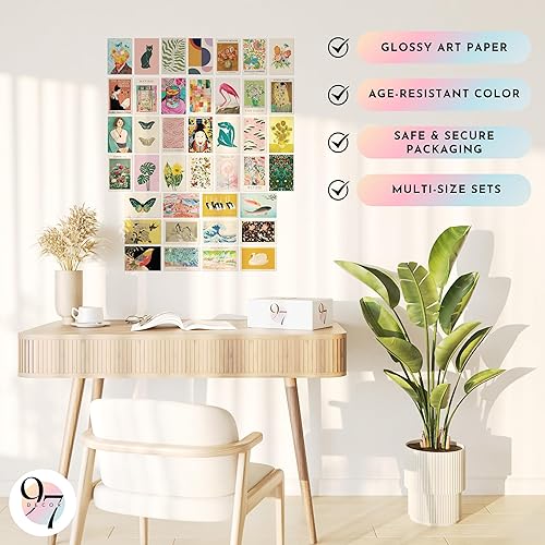 Miniatura 5 de 97 Decor Impresiones artísticas de pared eclécticas – 40 pequeños kit de collage de pared ecléctico para dormitorio de adolescentes y niñas,