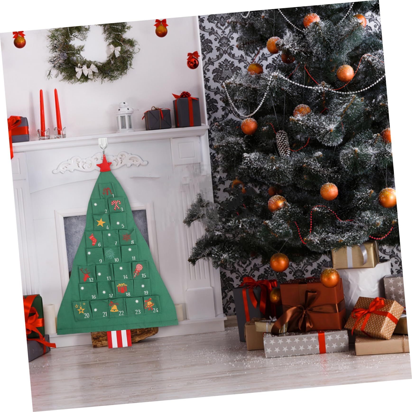 BESTYASH Leerer Adventskalender zum Befüllen Adventskalender mit Aufbewahrungstasche Countdown bis Weihnachten für Junge Mädchen Wiederverwendbar Saisonaler Wandbehang