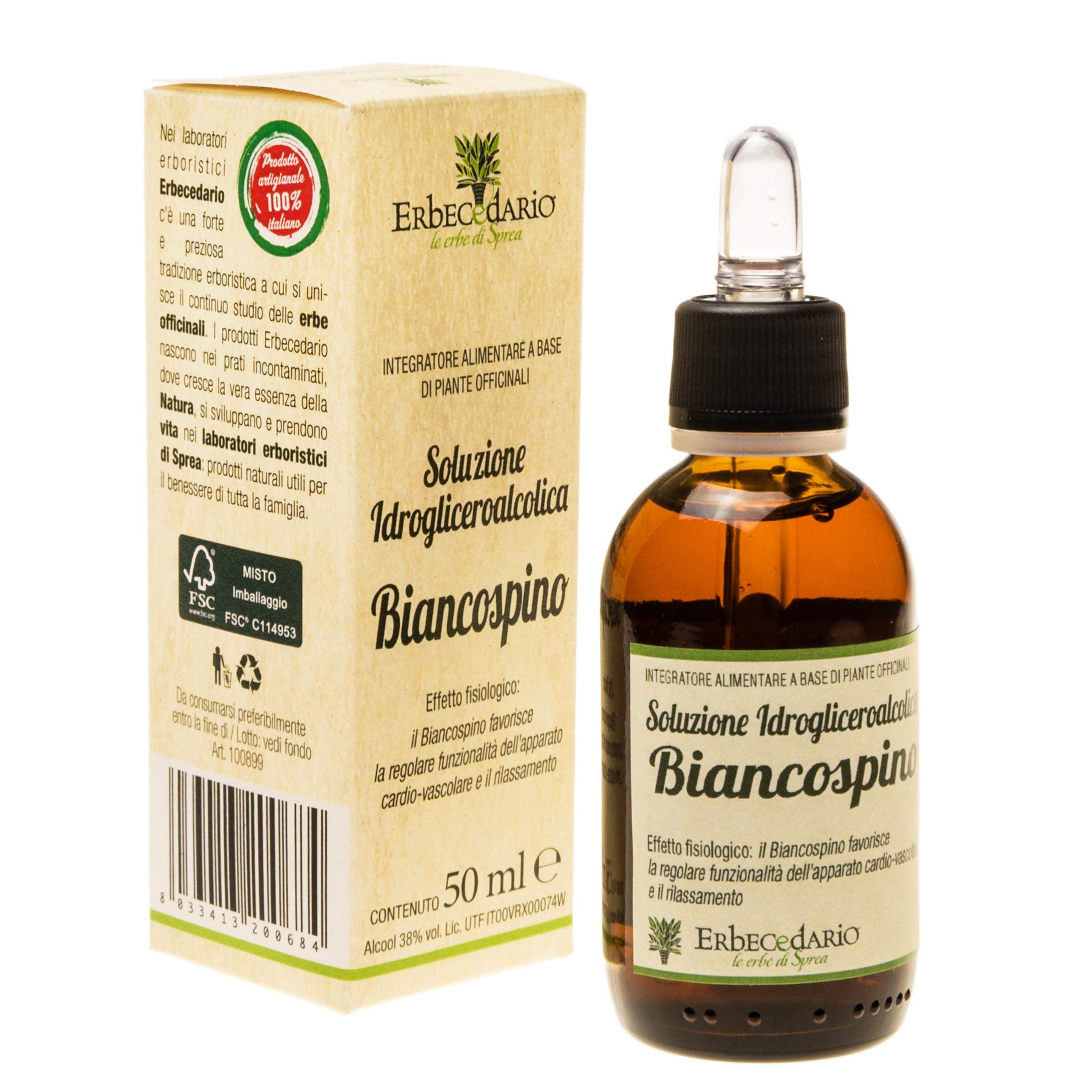Biancospino Gemmoderivato Favorisce il benessere cardiovascolare ed aiuta il rilassamento dell'organismo, Biancospino gocce calmanti naturali contrasta nervosismo agitazione e stress - 50ml