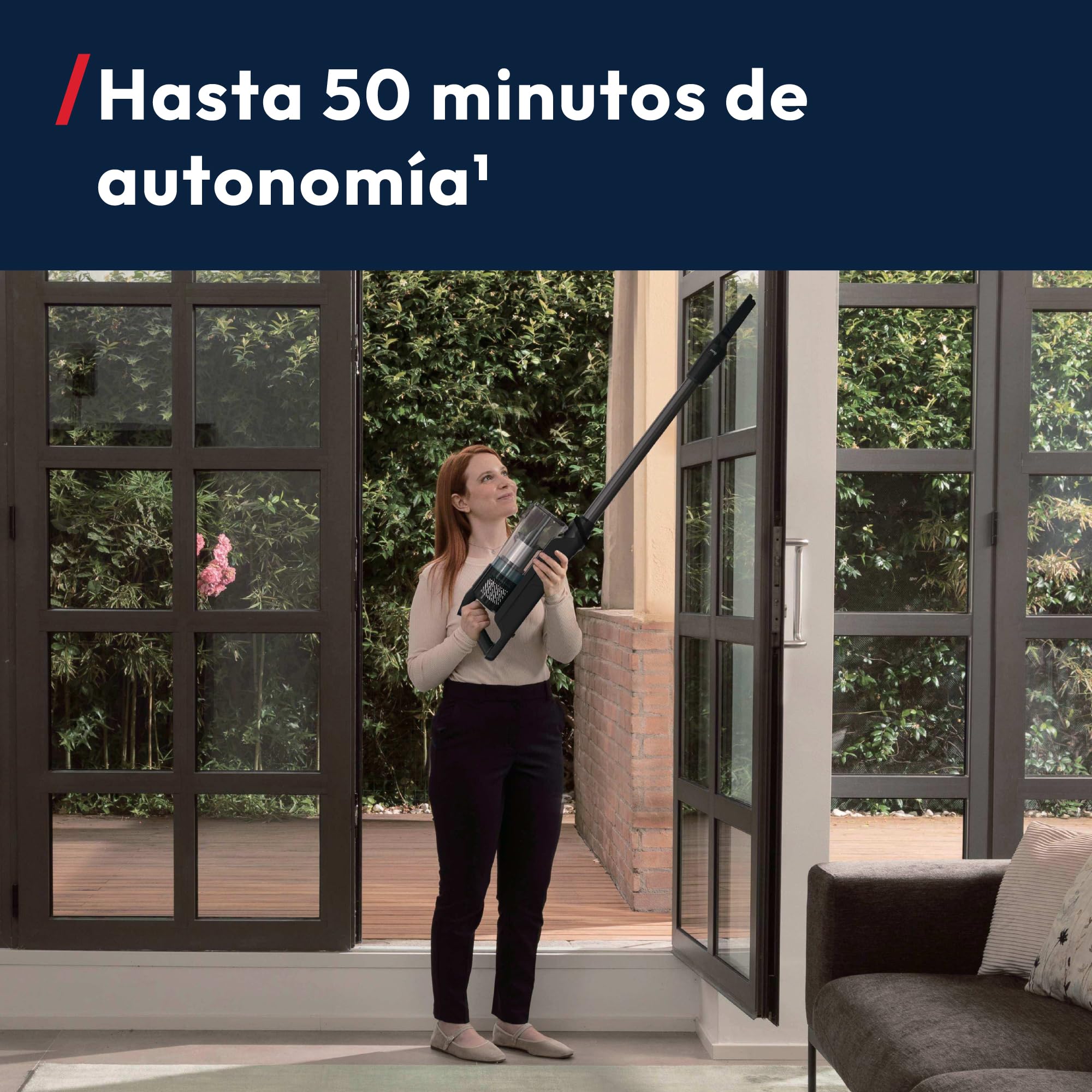 Hoover HF1 Core Pet Aspiradora Escoba Sin Cable | 50 Min de Autonomía | Cepillo Motorizado para Pelo de Mascotas en Sofás, 3 Modos, Cepillo Anti-Twist, Boquilla LED, QuickPark, 200W