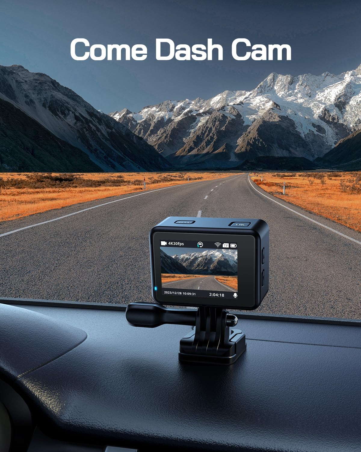 WOLFANG Action Camera 4K 30FPS 20MP WIFI 170° Wide Angle 40M Waterproof with External Mic Remote 2 Batteries
