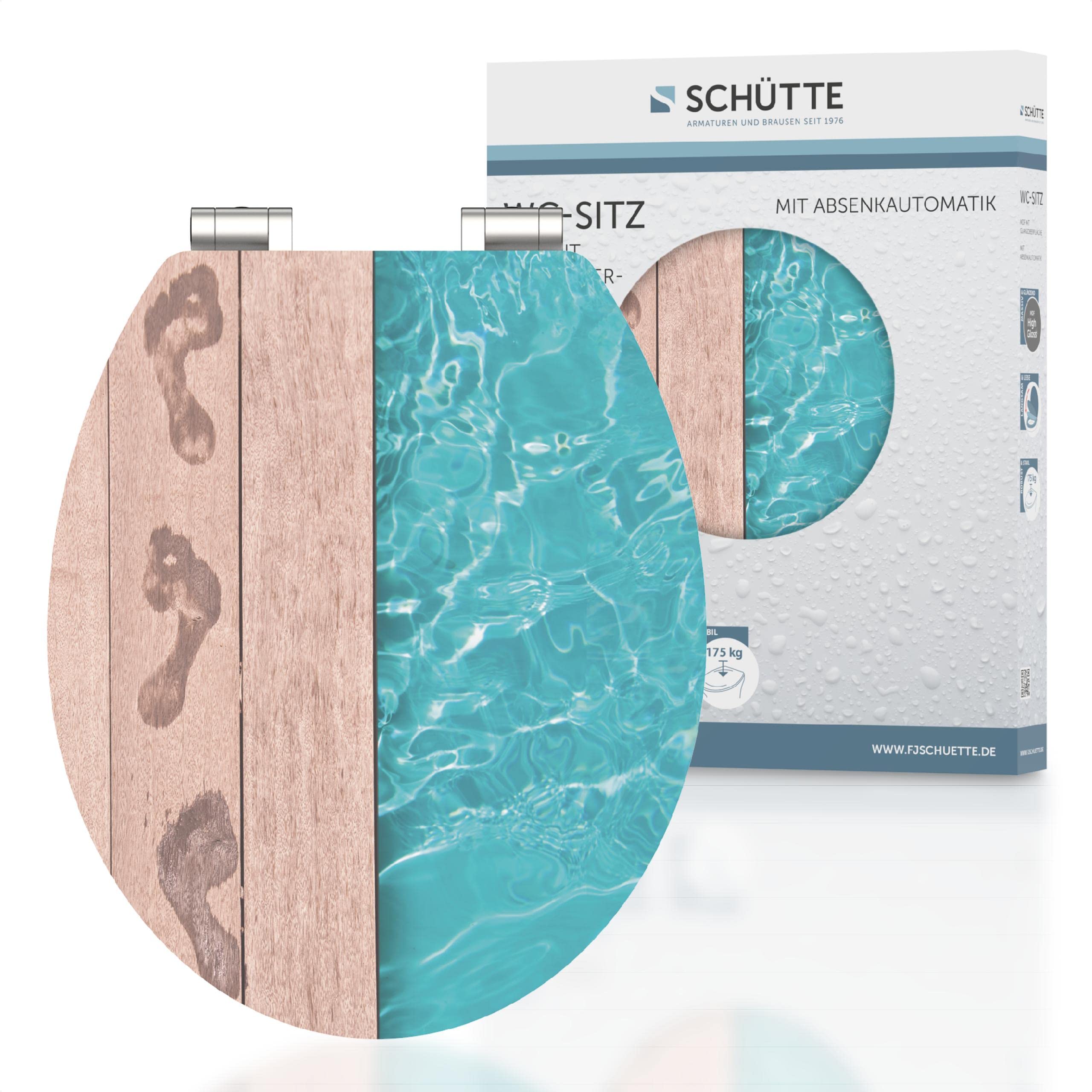 SCHÜTTE 80539 - Sedile copriwater in MDF con anima in legno High Gloss, motivo Poliside, con abbassamento automatico