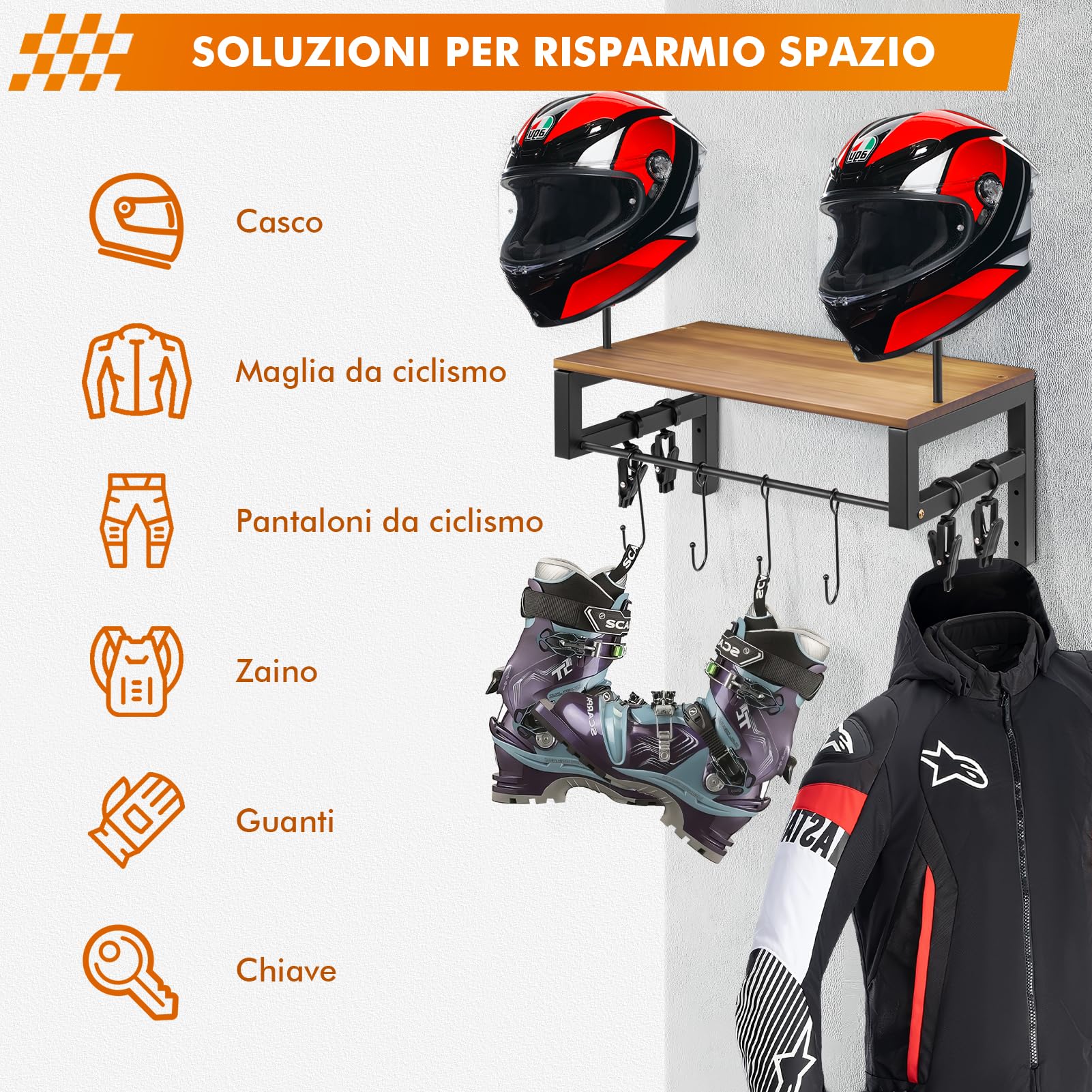 Supporto per Casco da Moto, Supporto per casco da Parete, Supporto per Casco a Parete Utilizzato per Moto e Ciclismo Attrezzature
