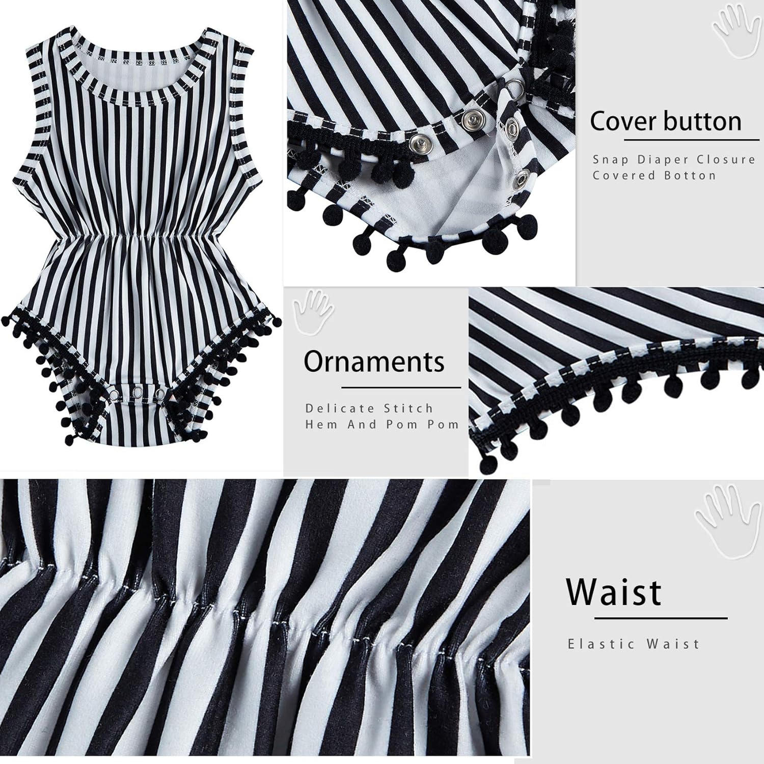 UNICOMIDEA Baby Girls Outfit Newborn Romper Jumpsuits Sleeveless One-Piece Clothes 0-24 Months Bodysuit with Headband - Image 6