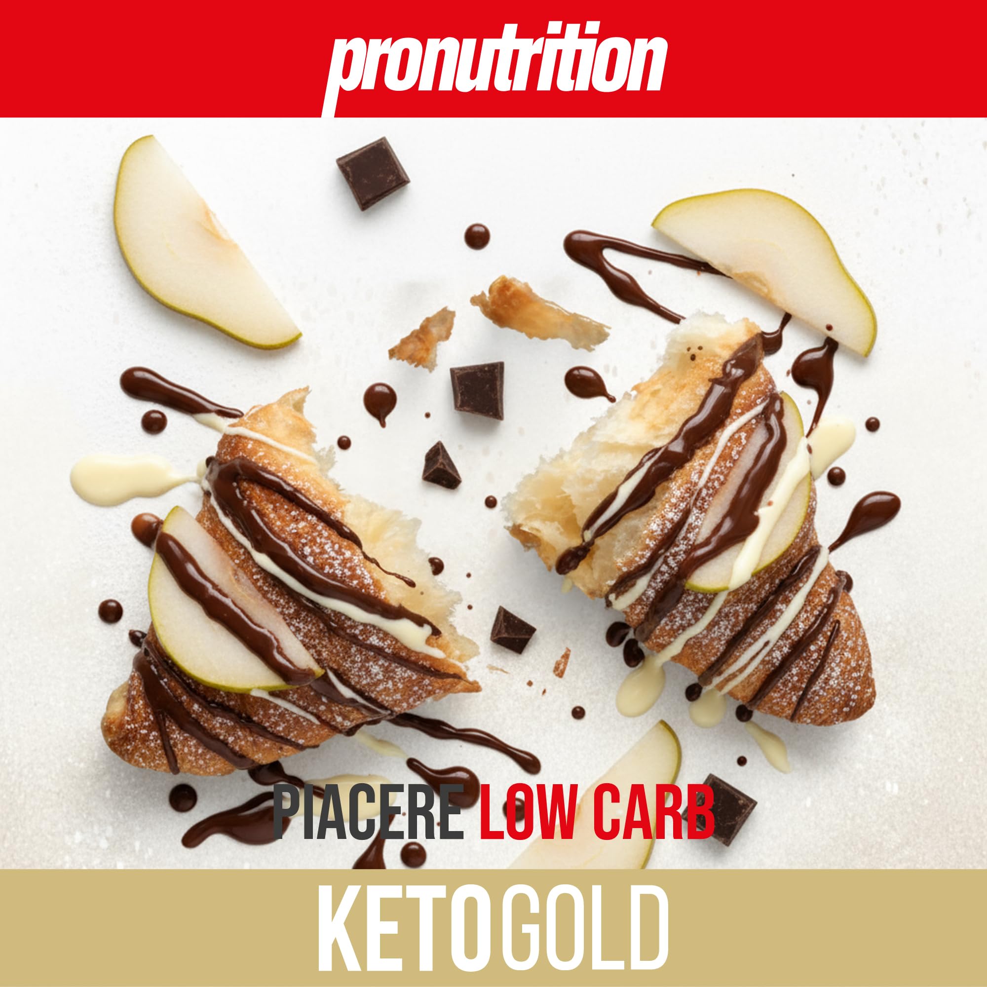 Pronutrition Cornetto Keto – Basso in Carboidrati e Zuccheri, Alto Proteico con Deliziosa Farcitura, Lievitazione Naturale – Gusto: Cioccolato e Pera