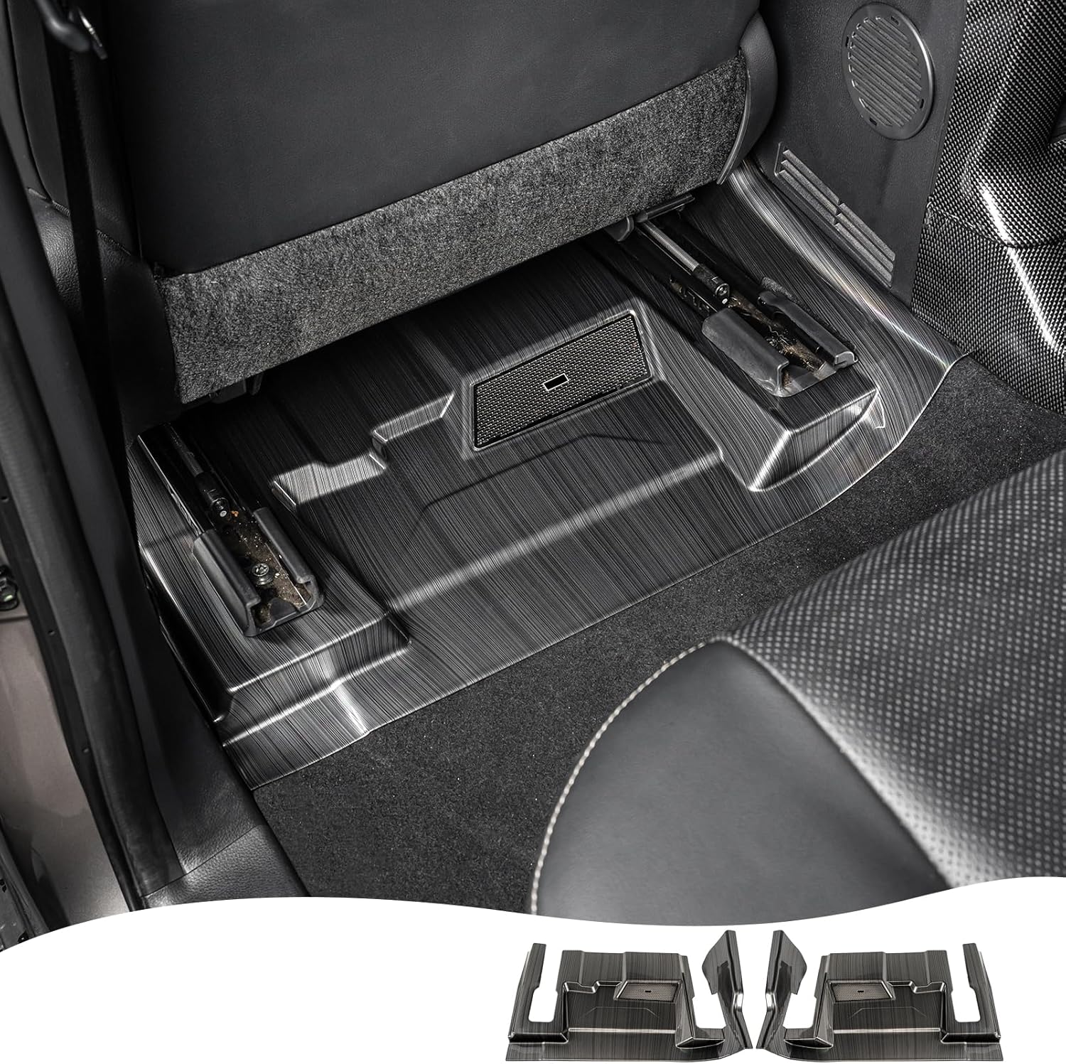 Seat Kick Panels for 2024-2025 2026 Toyota Land Cruiser 250, 1958 Prado LC250 Console Side Wrap Protection Modified Interior Seat Vent Cover Accessories (Second Row (Black Titanium Brushed Finish))