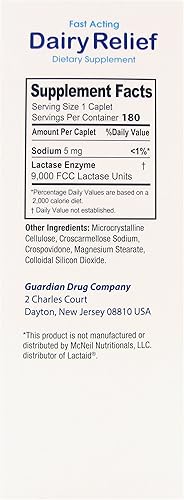 Vista 13 de guardian Lactasa de acción rápida de alivio lácteo, 180 comprimidos, 9000 FCC máxima fuerza, píldoras de intolerancia a la lactosa, enzima lactasa
