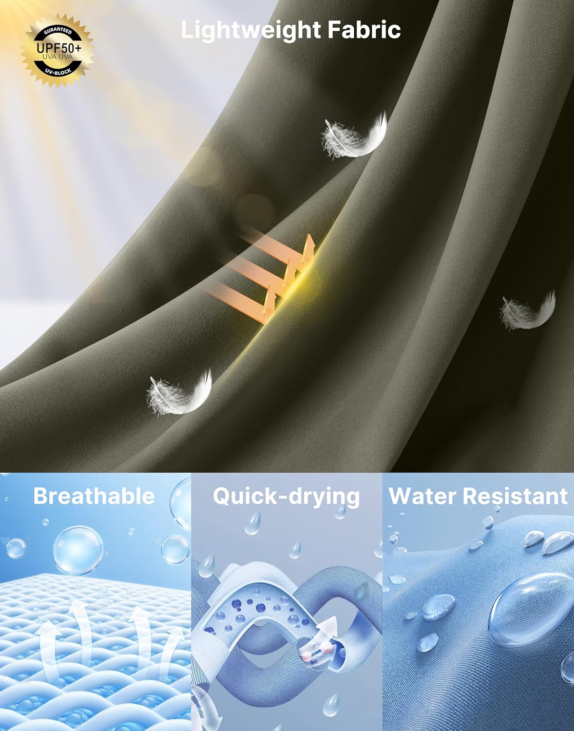 Pudolla Men's Hiking Cargo Shorts with 5 Pockets Lightweight 9" Outdoor Work Casual Shorts for Men Travel Fishing - Image 6