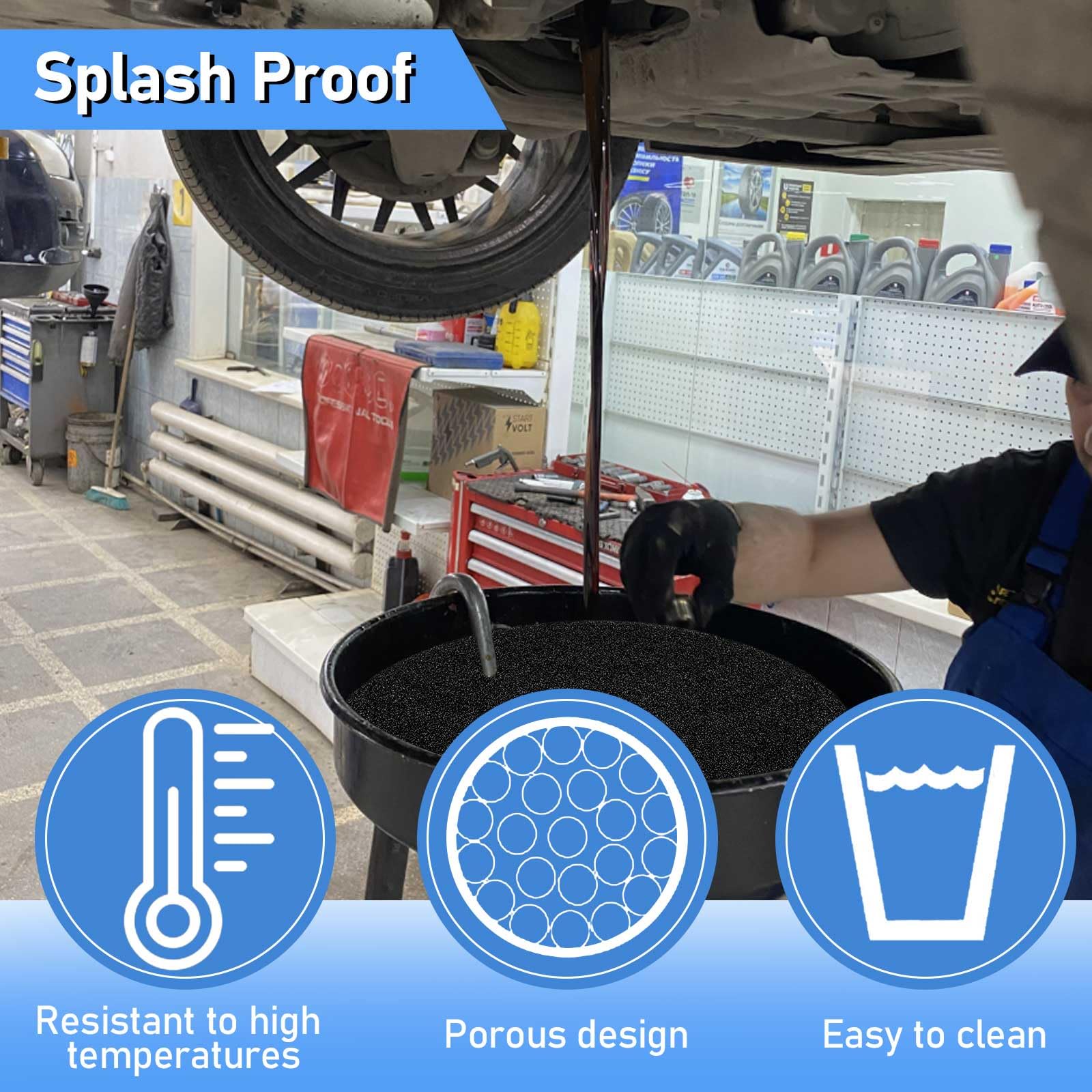 4Pcs 15in Oil Drain Splash Pad,Black Round Heat