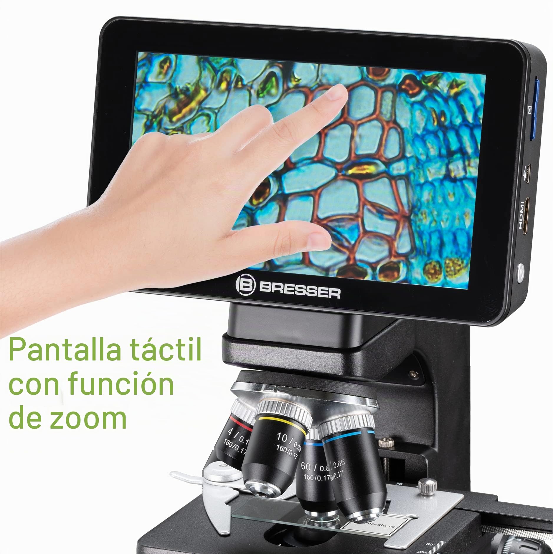 Bresser Microscopio Researcher LCD | Bresser Microscopio Digital con Cámara y Pantalla Táctil 40x-600x HDMI
