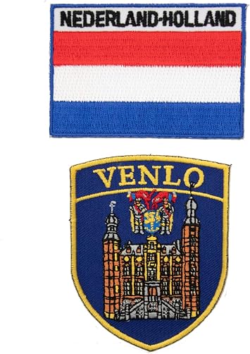 A-ONE -Venlo Needle Shield Patch + The Netherlands Applique Patch, Dutch Embroidered Iron On Applique, European Flag Patch No.126C